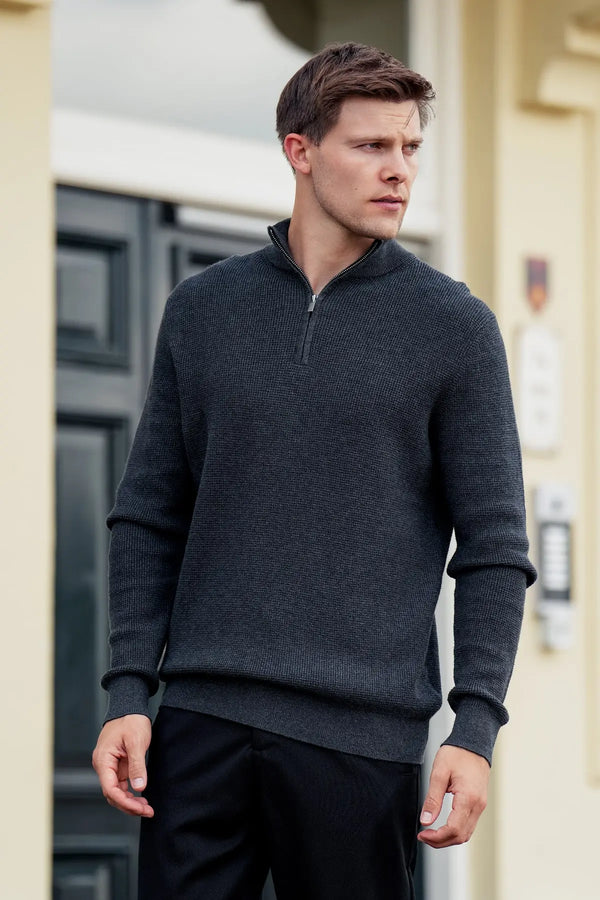 Peak Waffle Zipper Pullover Antra