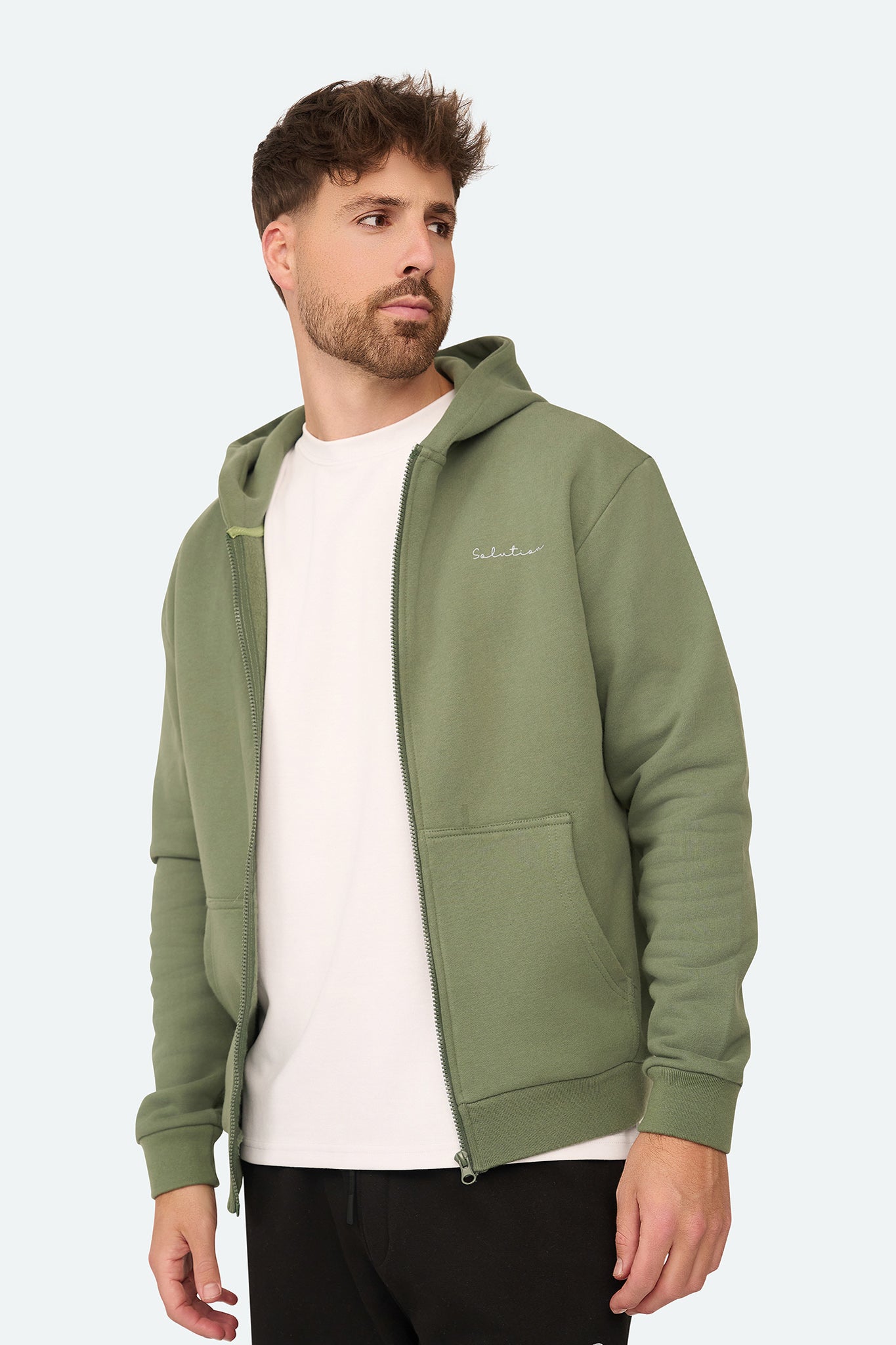 Essential Zipper Hoodie Agave Green