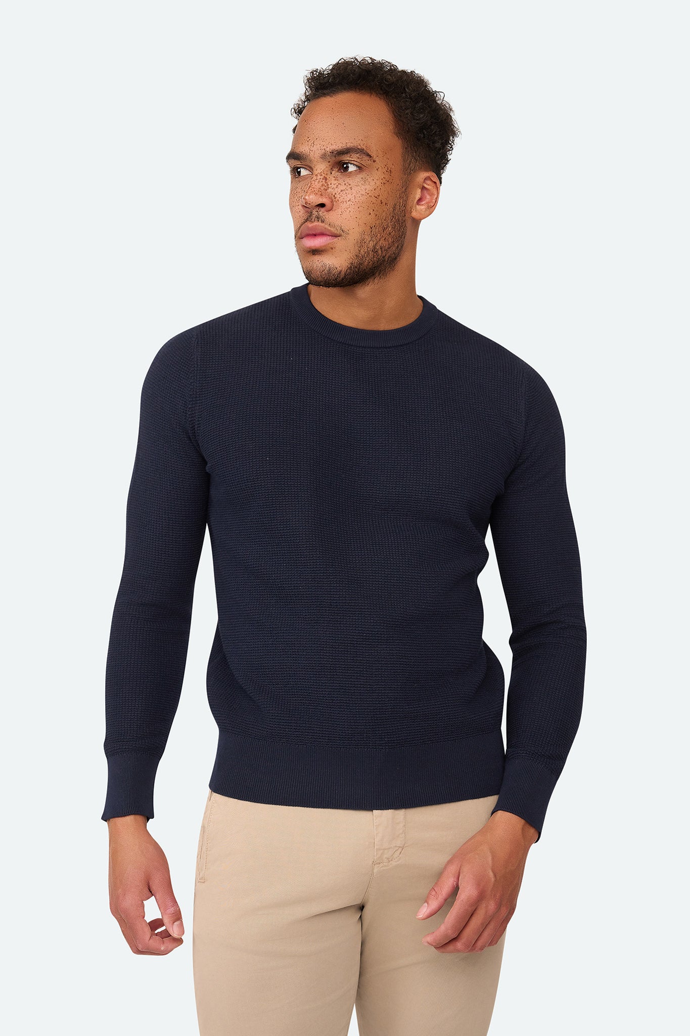 Skyline Waffle Pullover Dark Navy