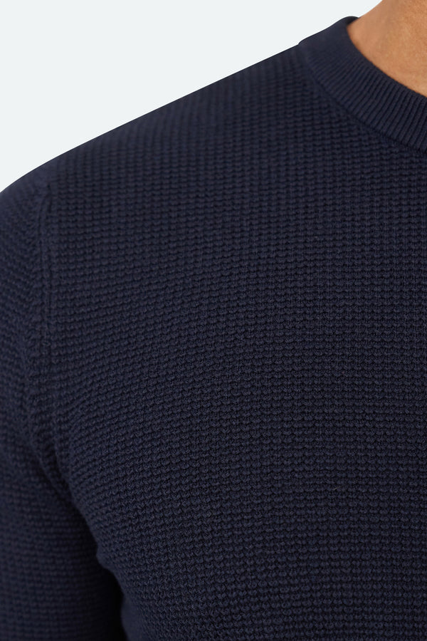 Skyline Waffle Pullover Dark Navy