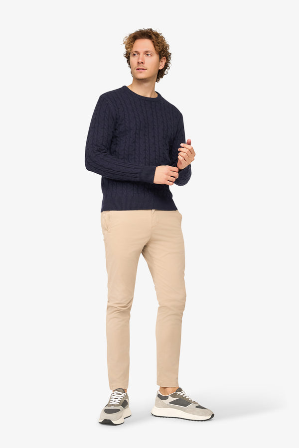 Loom Cable Pullover Navy