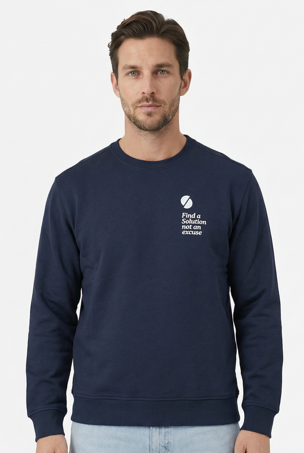 Statement Crewneck Sweater Navy
