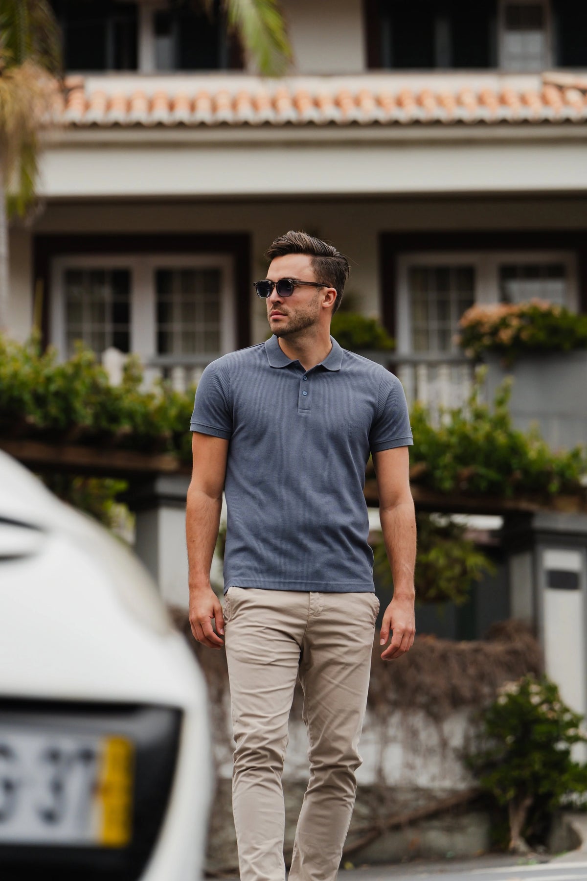 Helix Waffle Polo Blue