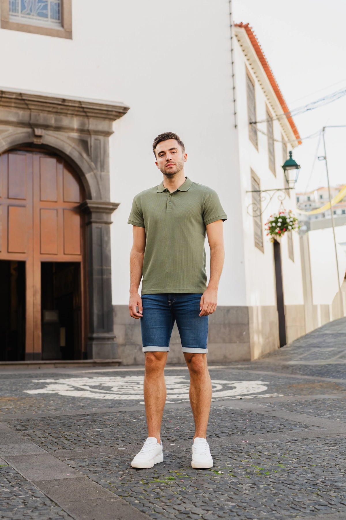 Helix Waffle Polo Agave Green