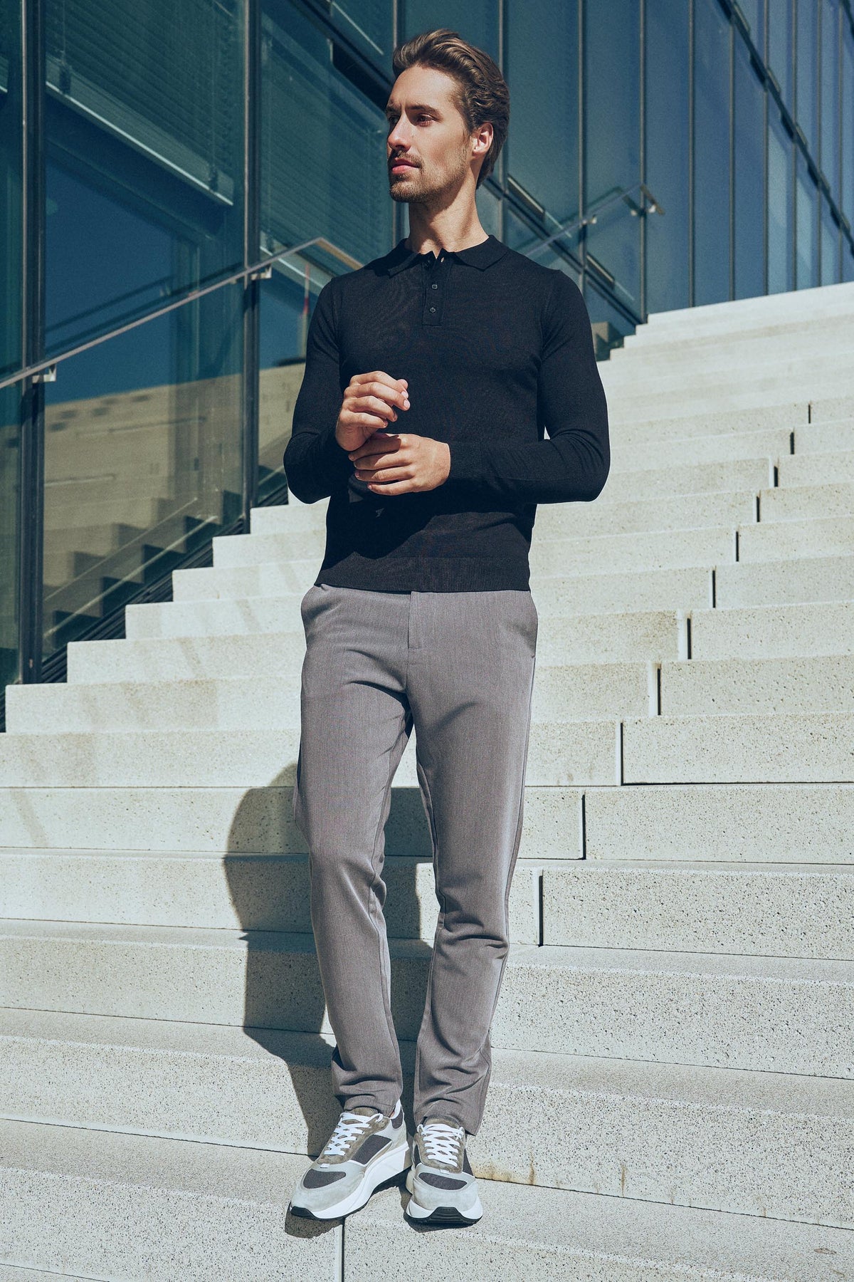 Long sleeve polo Ralf Black