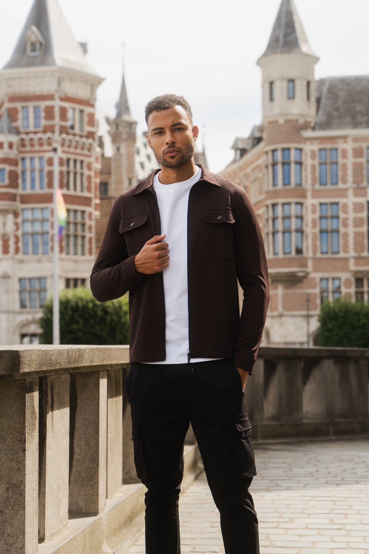 Shift Zipper Overshirt Dark Brown