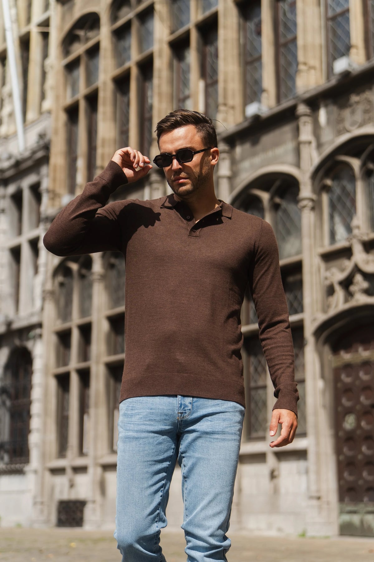 Long Sleeve Polo Ralf Dark Brown
