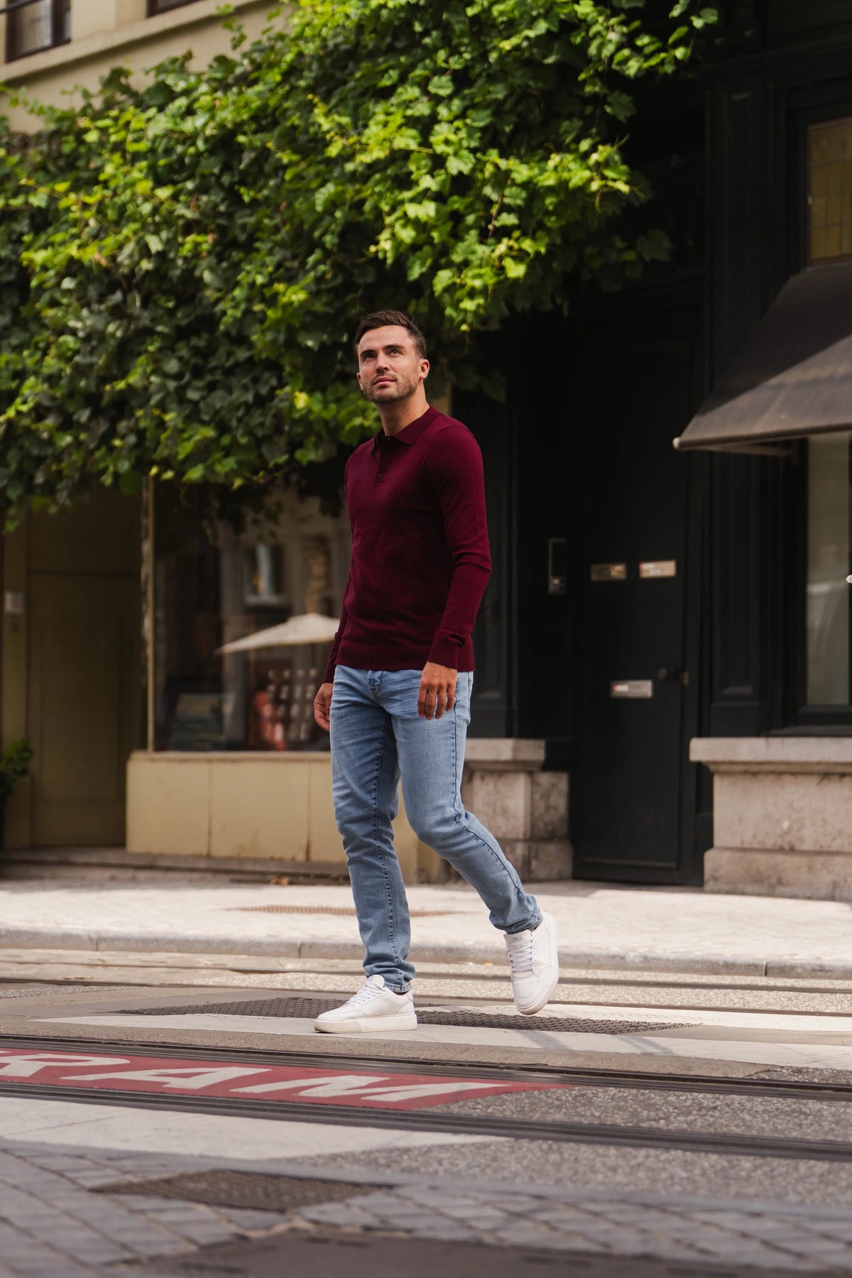 Long Sleeve Polo Ralf Bordeaux