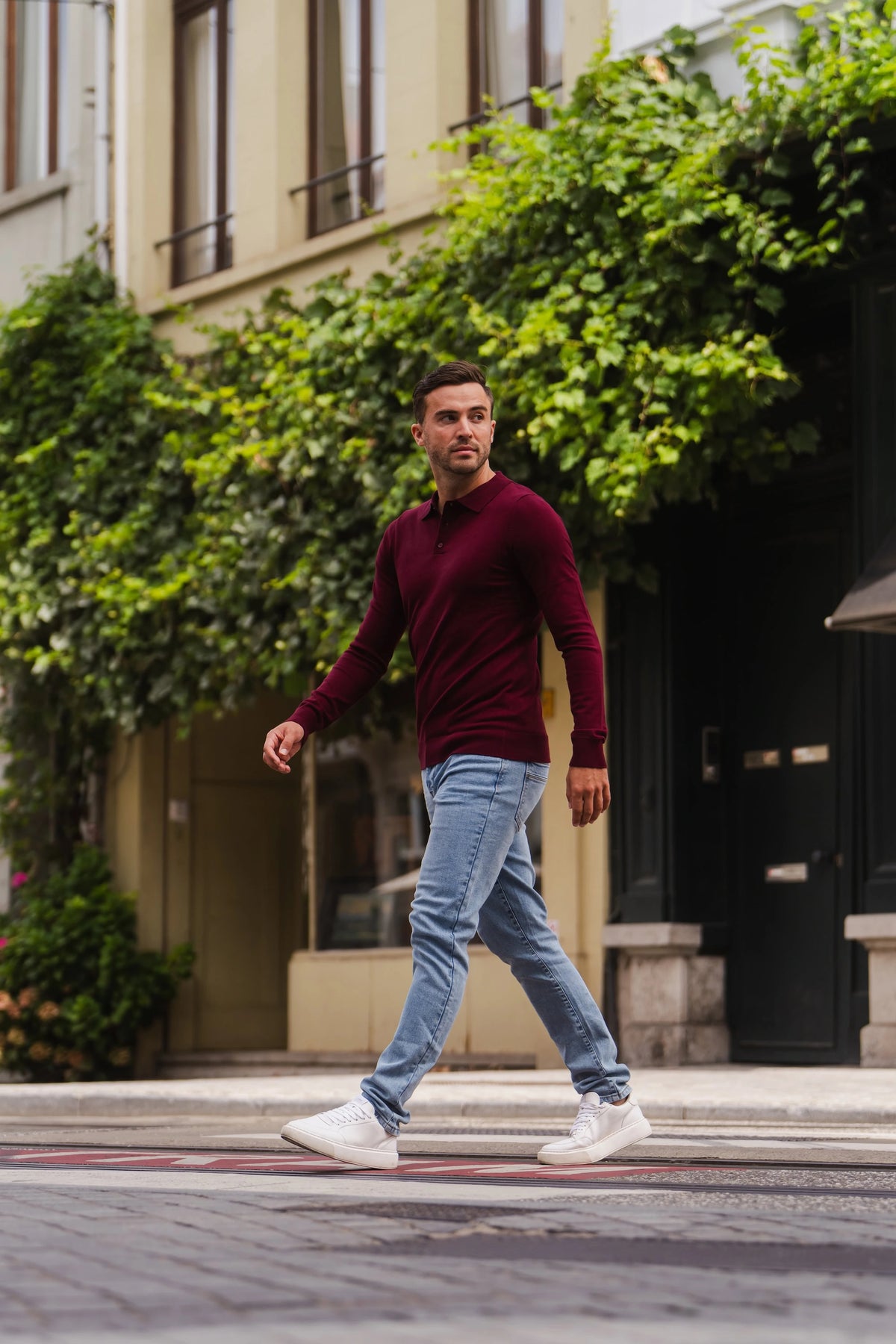 Long Sleeve Polo Ralf Bordeaux