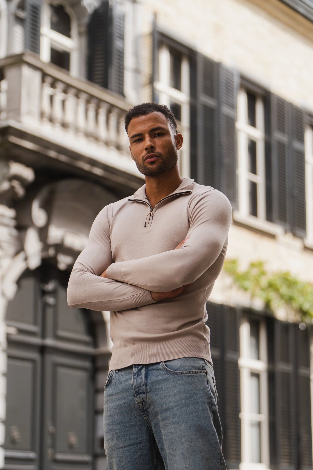 Zipper pullover Simon Beige