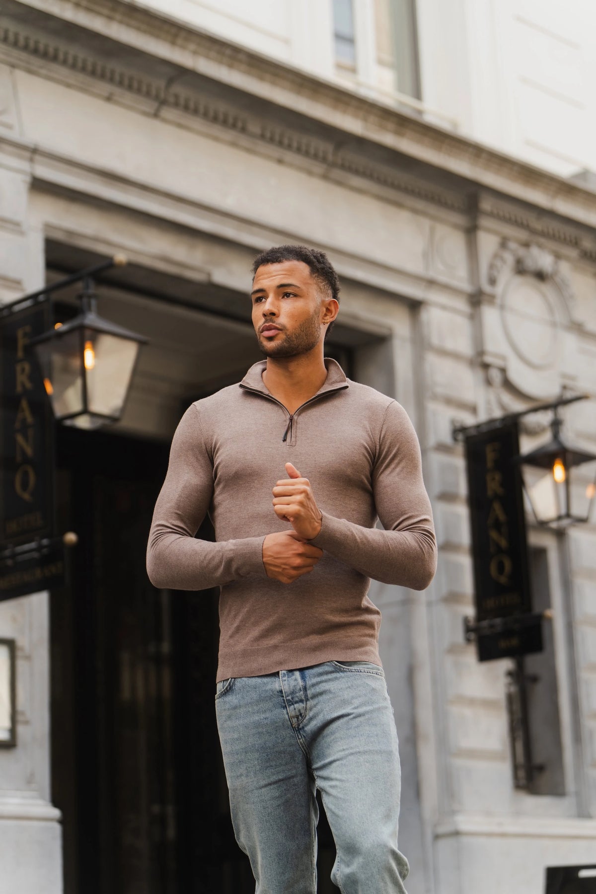 Zipper pullover Simon Mocca