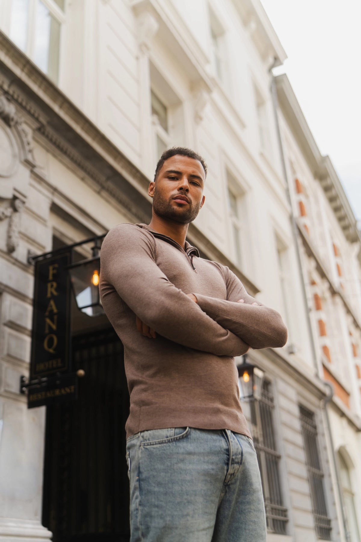 Zipper pullover Simon Mocca