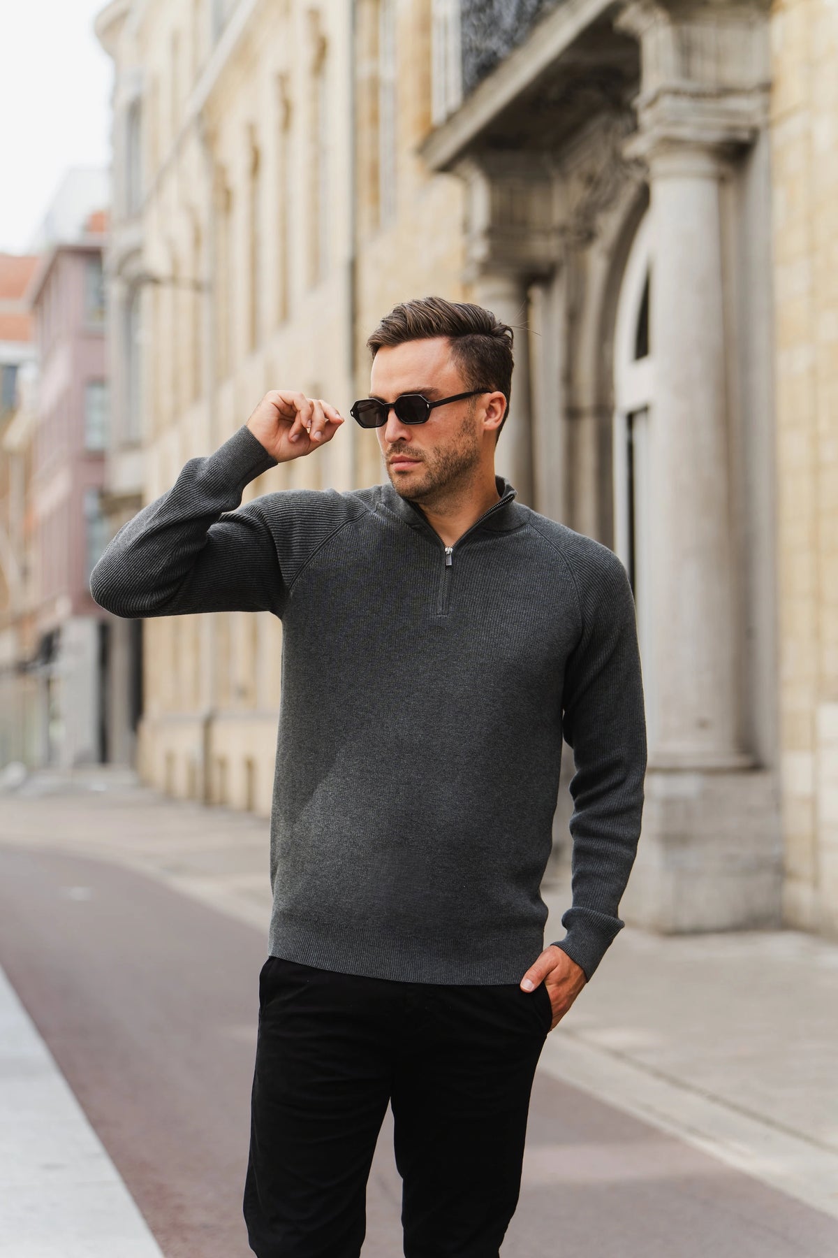 Vantage Zipper Pullover Antraciet