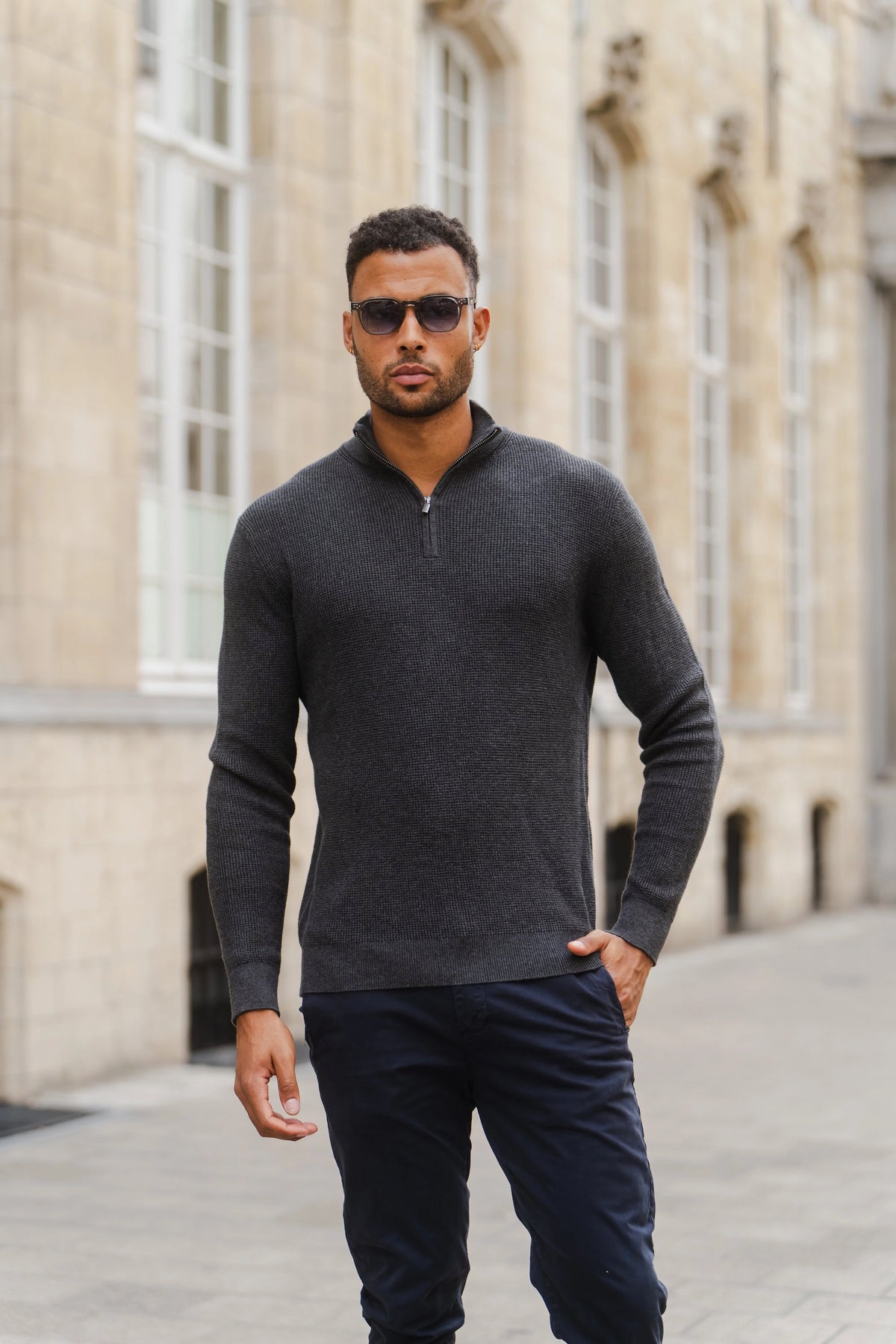 Peak Waffle Zipper Pullover Antra