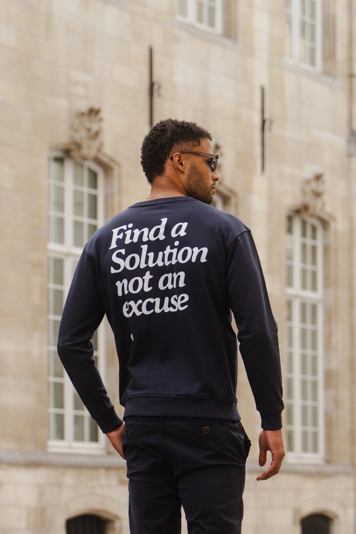 Statement Crewneck Sweater Navy