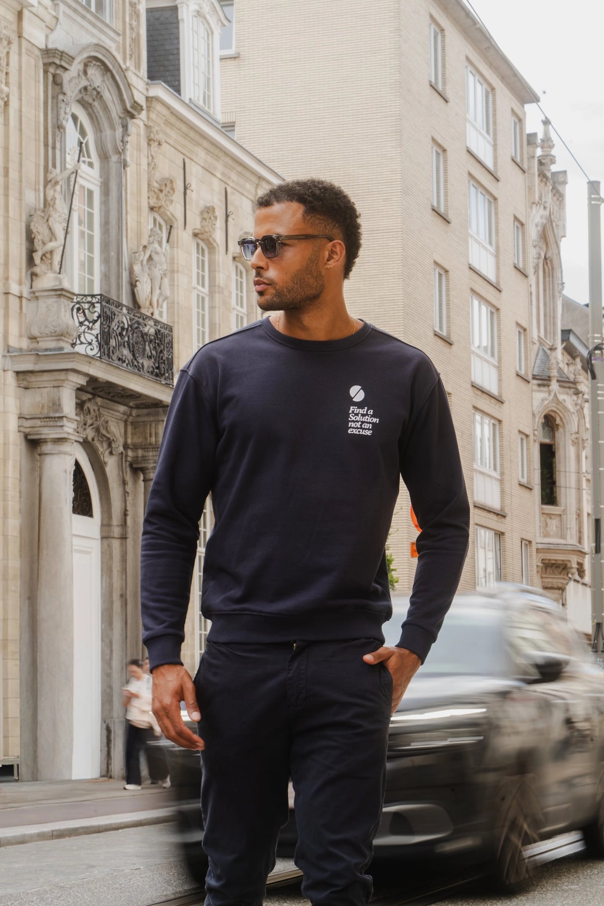 Statement Crewneck Sweater Navy