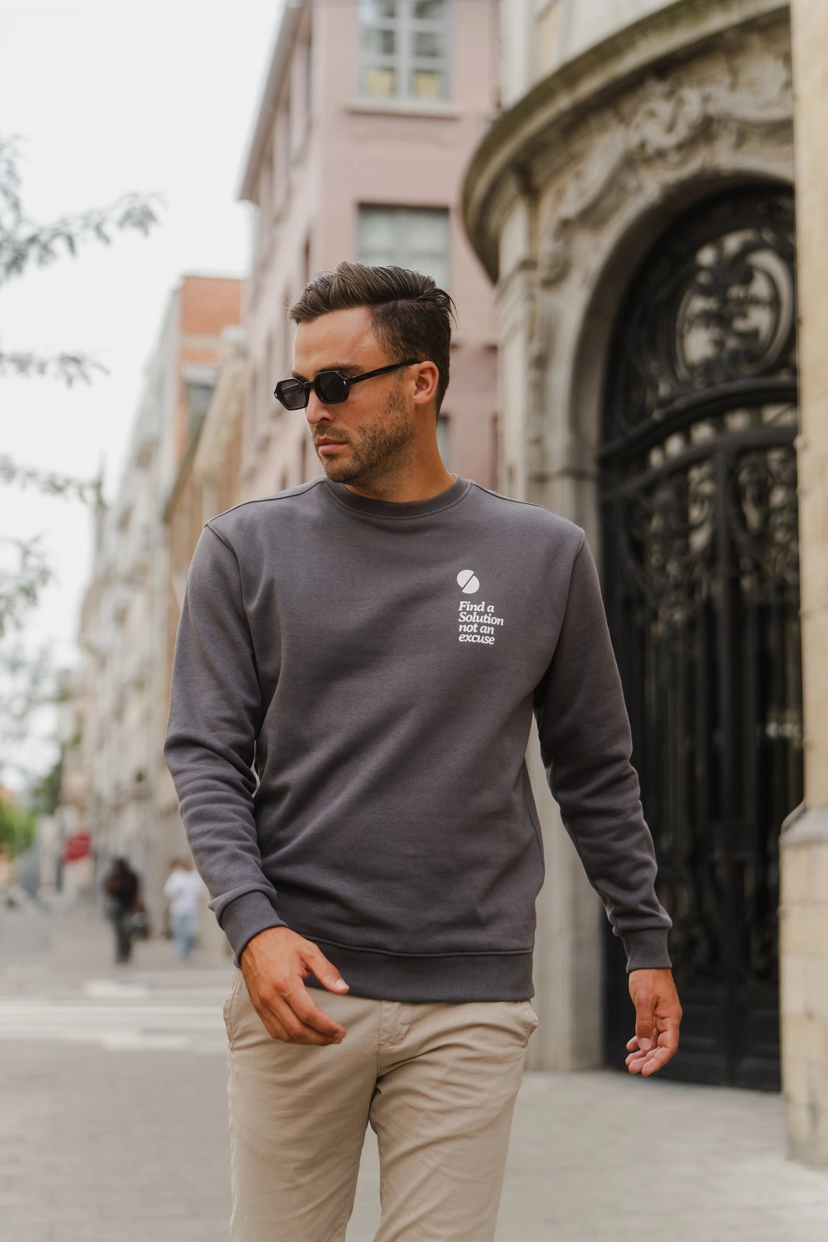 Statement Crewneck Sweater Iron Gate