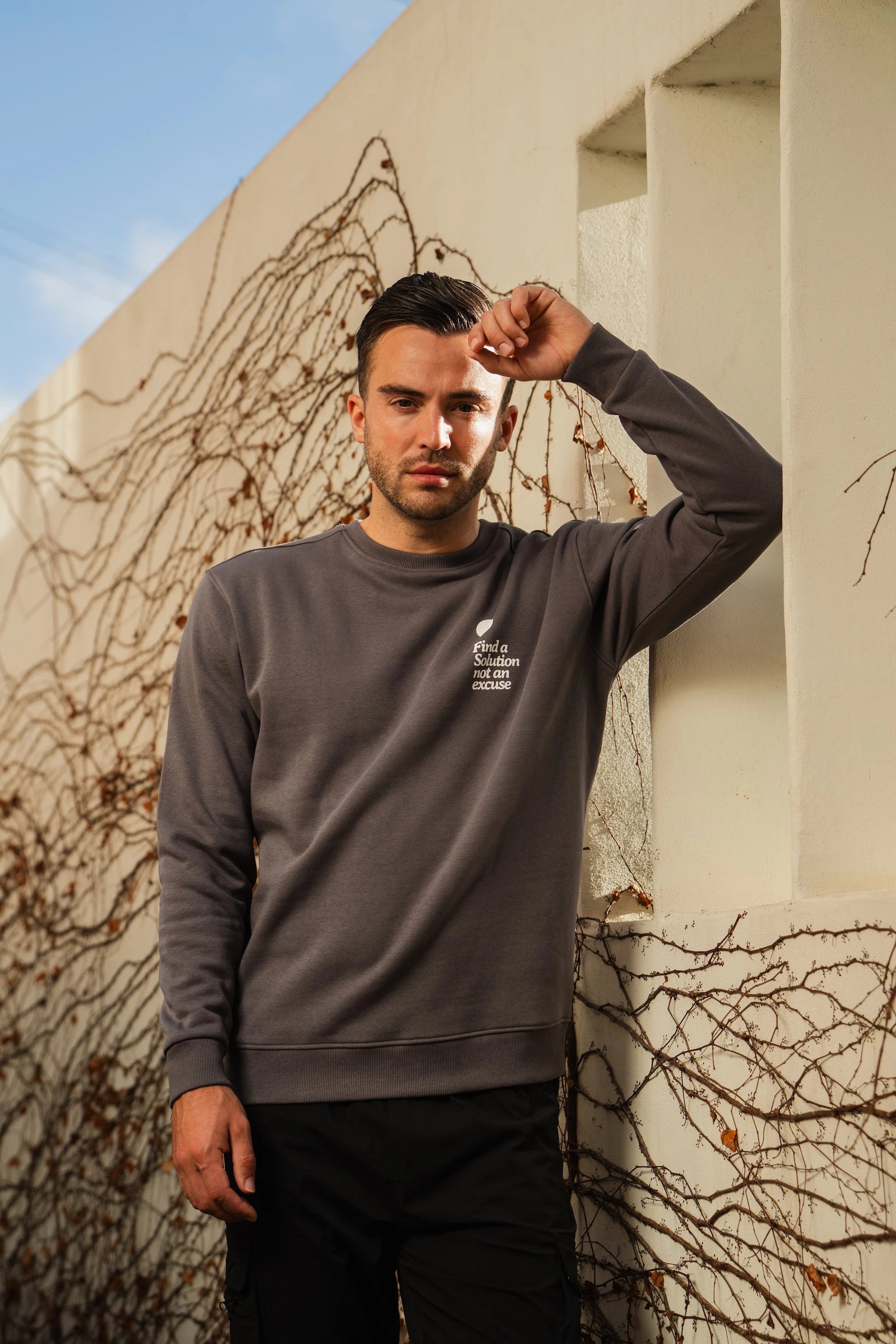 Statement Crewneck Sweater Iron Gate