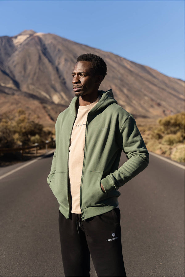 Essential Zipper Hoodie Agave Green