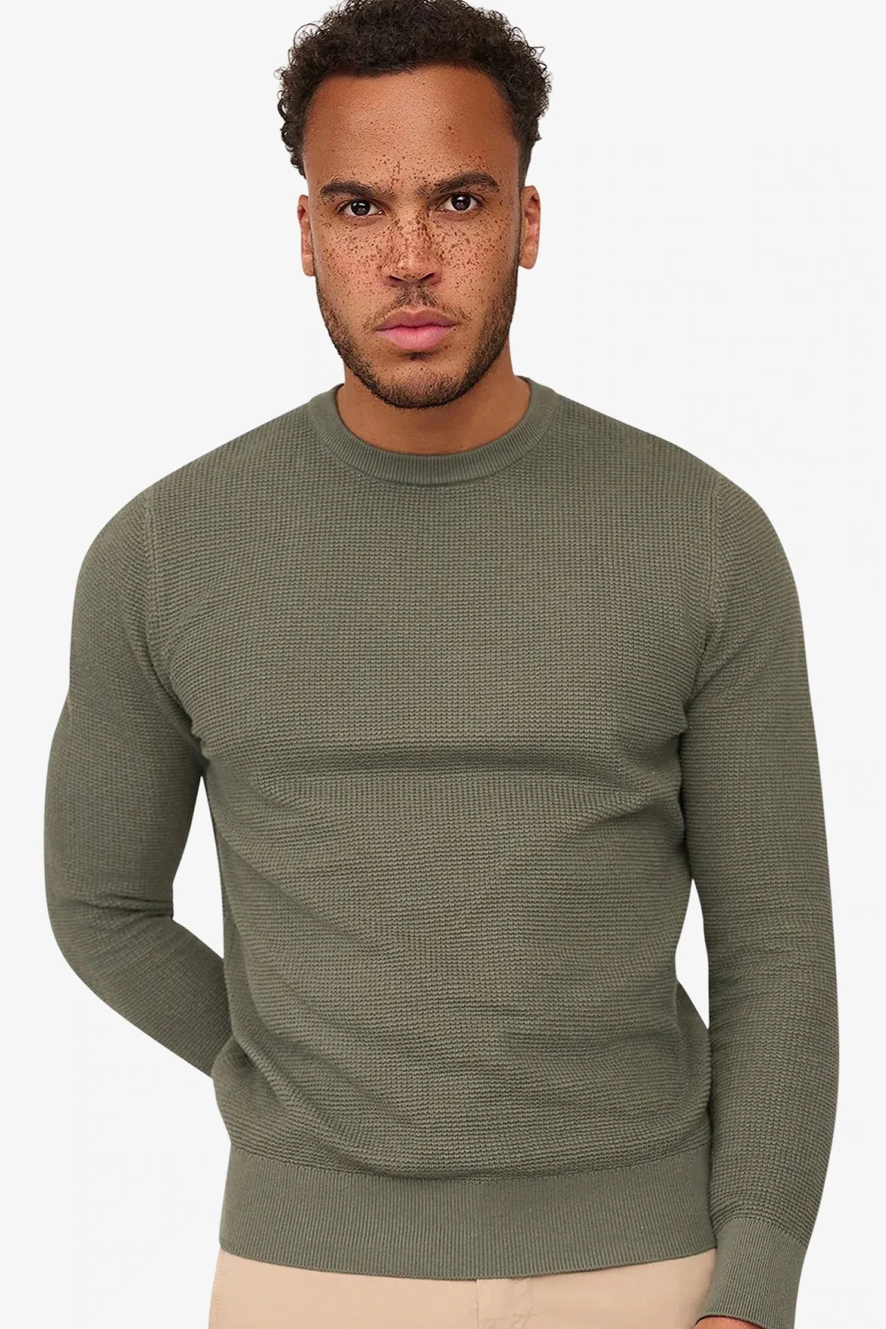 Skyline Waffle Pullover Agave Green
