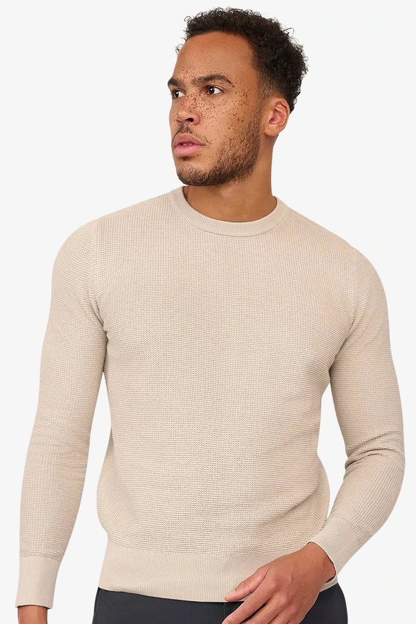 Skyline Waffle Pullover Beige