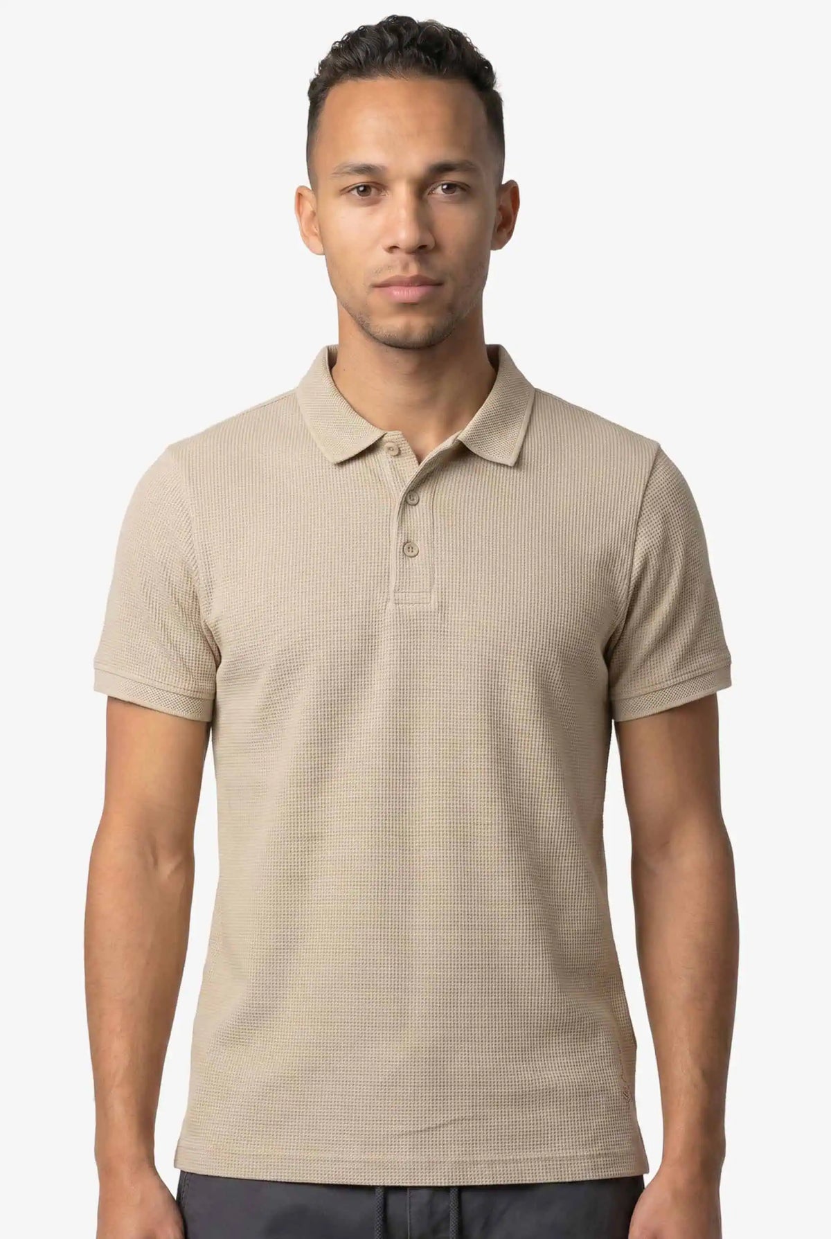 Helix Waffle Polo Beige