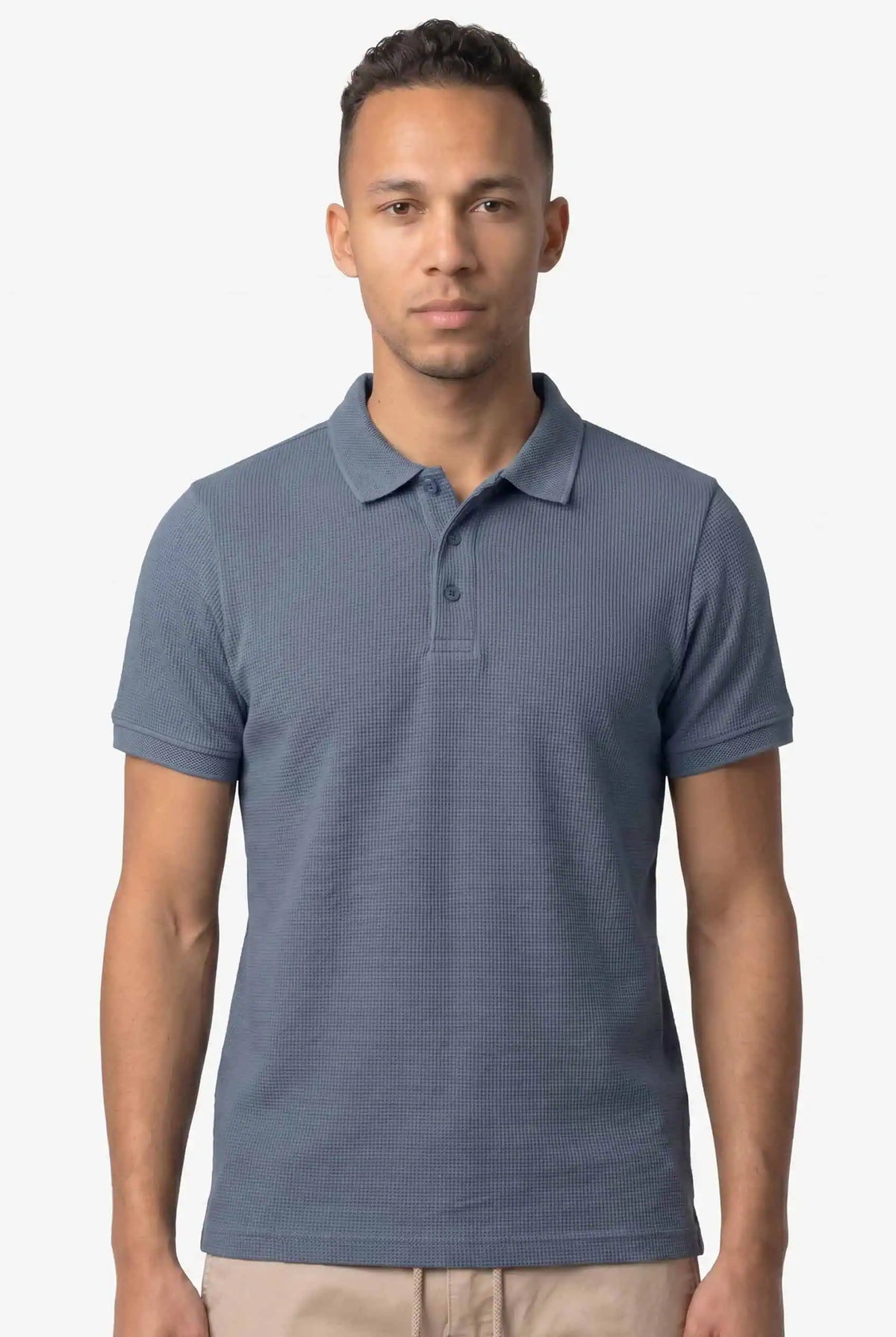Helix Waffle Polo Blue