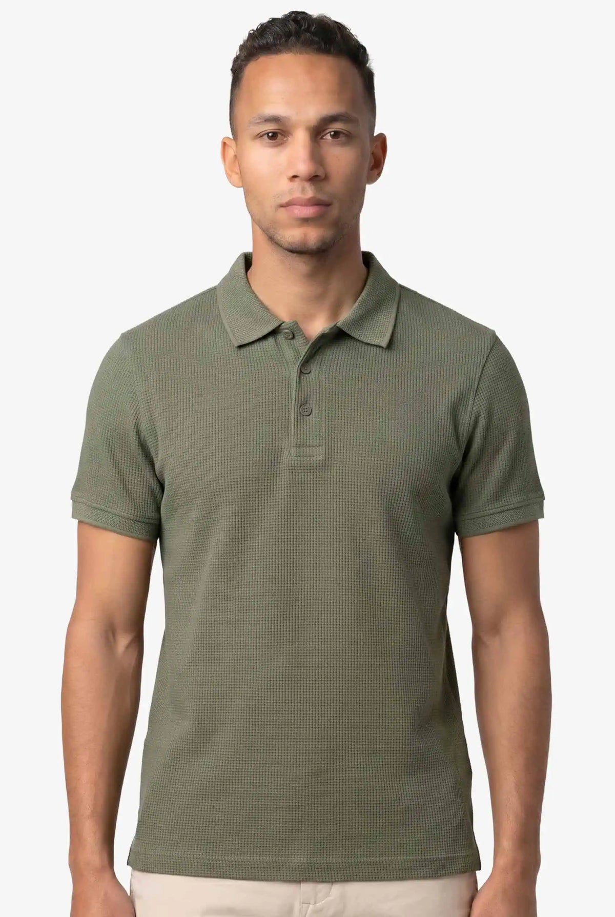 Helix Waffle Polo Agave Green
