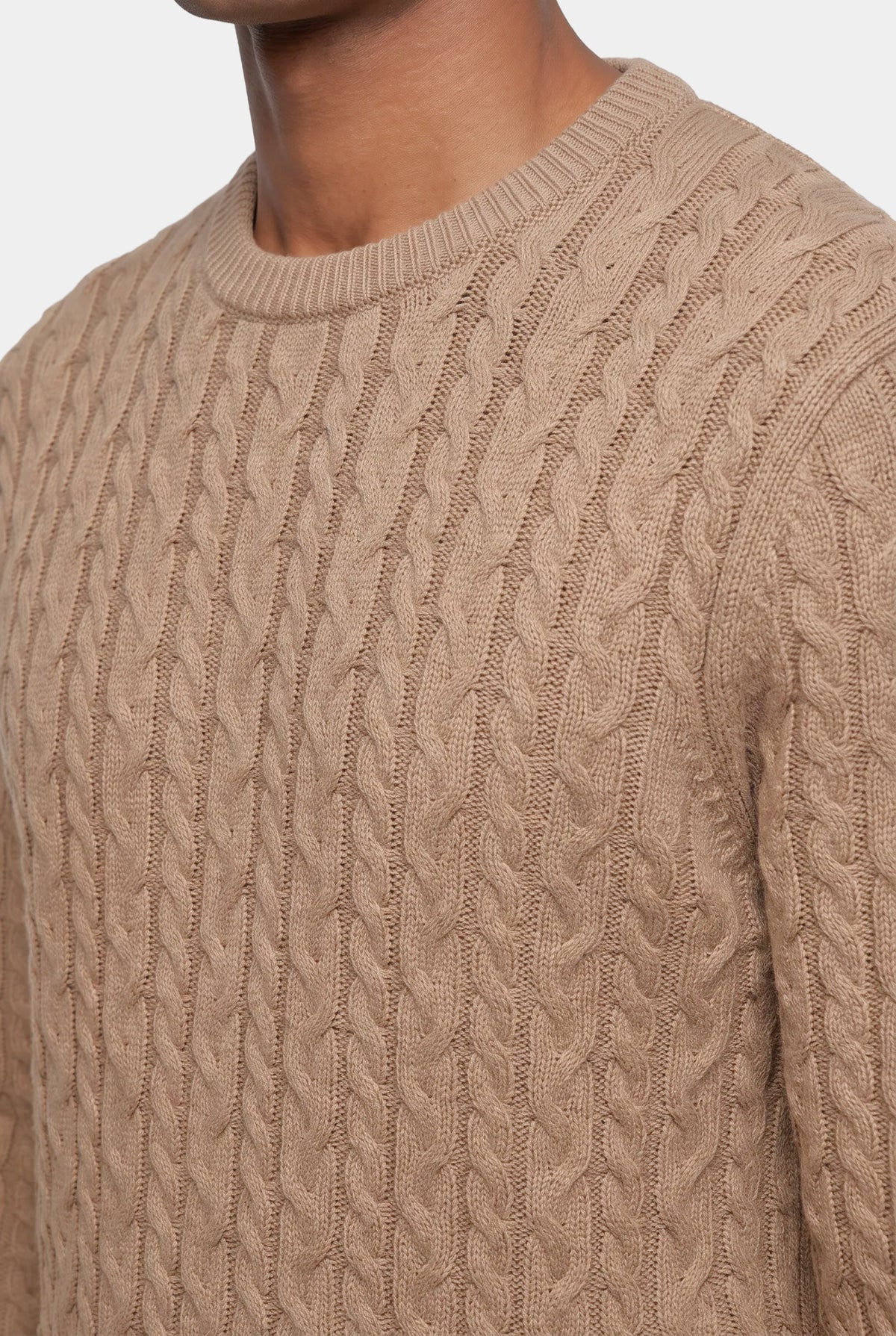 Loom Cable Pullover Beige