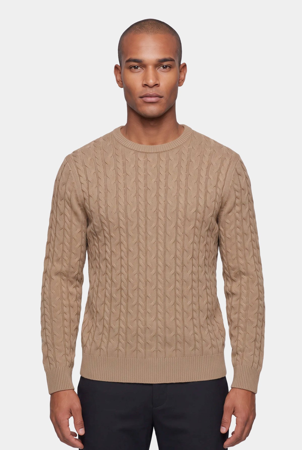Loom Cable Pullover Beige
