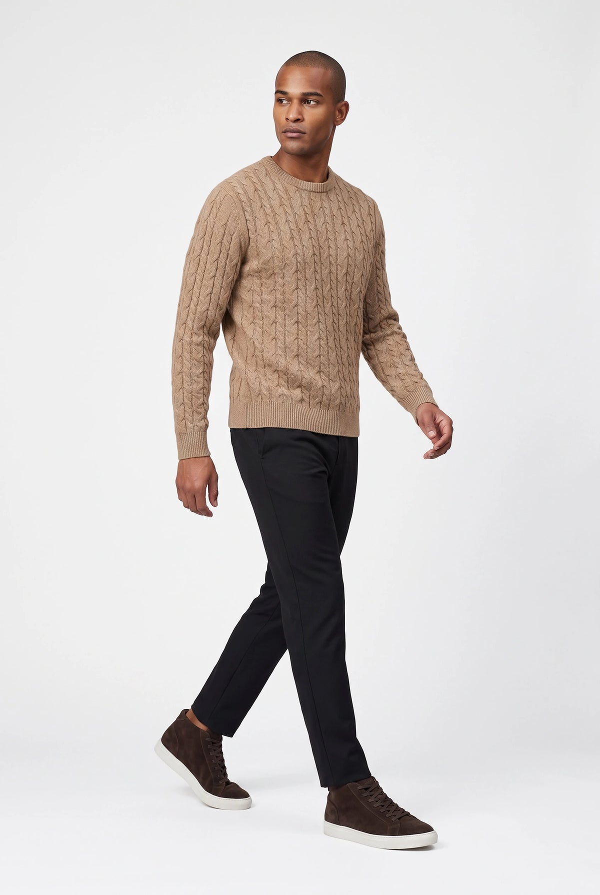 Loom Cable Pullover Beige
