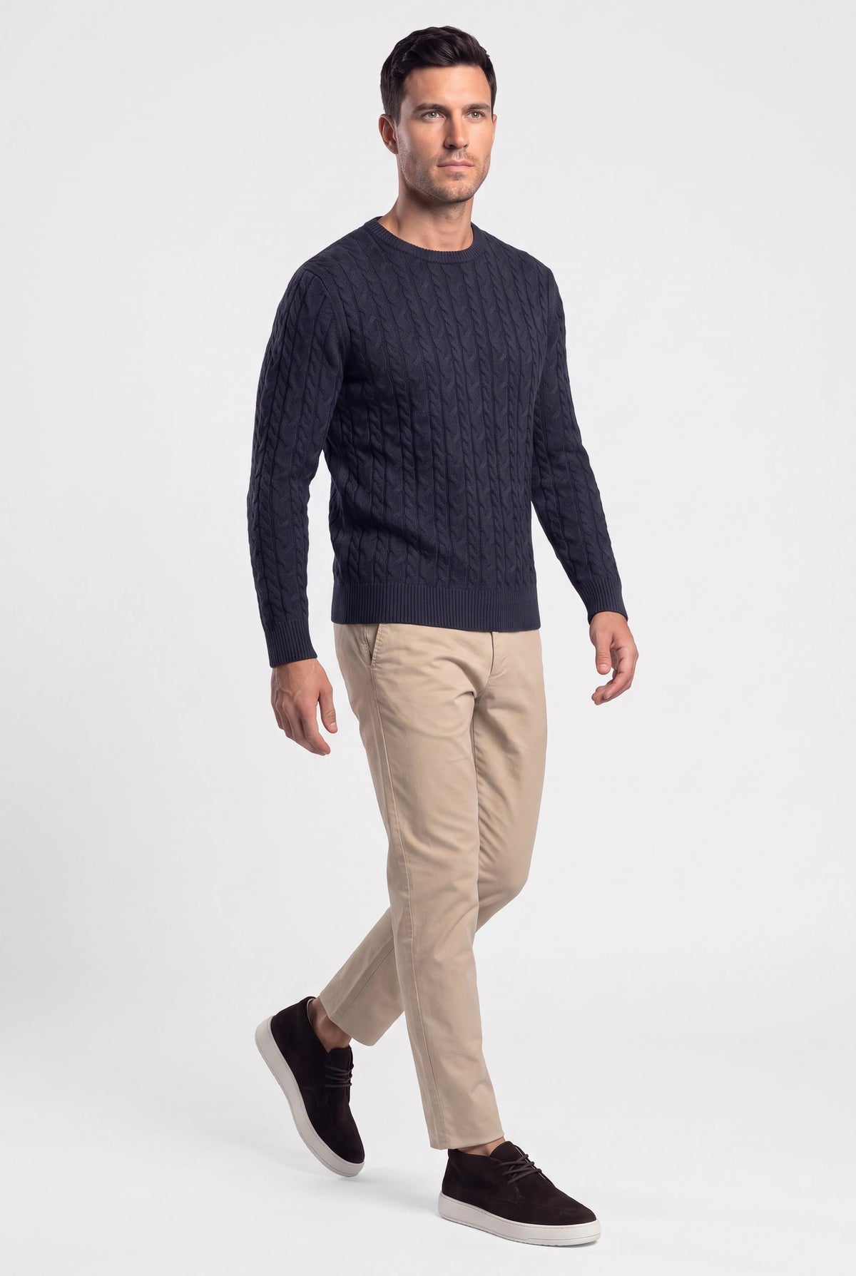 Loom Cable Pullover Navy