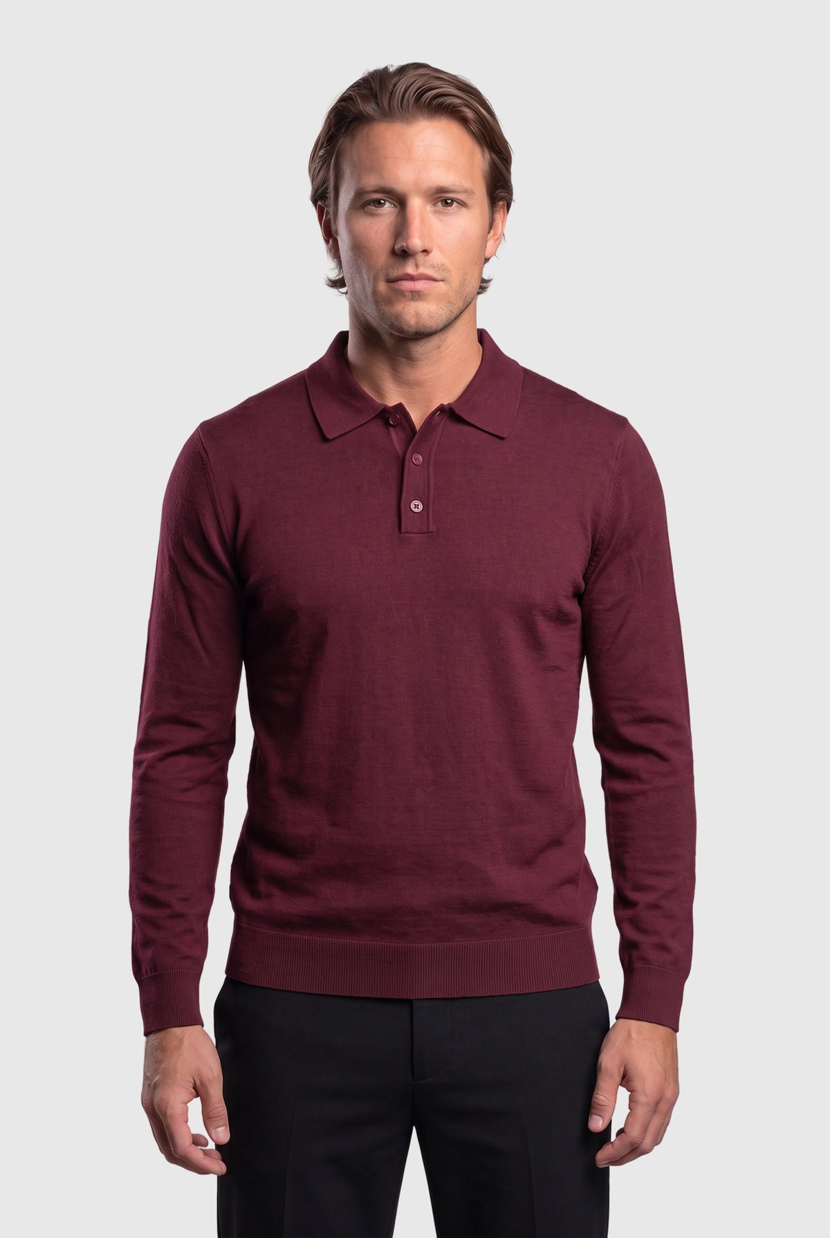 Long Sleeve Polo Ralf Bordeaux