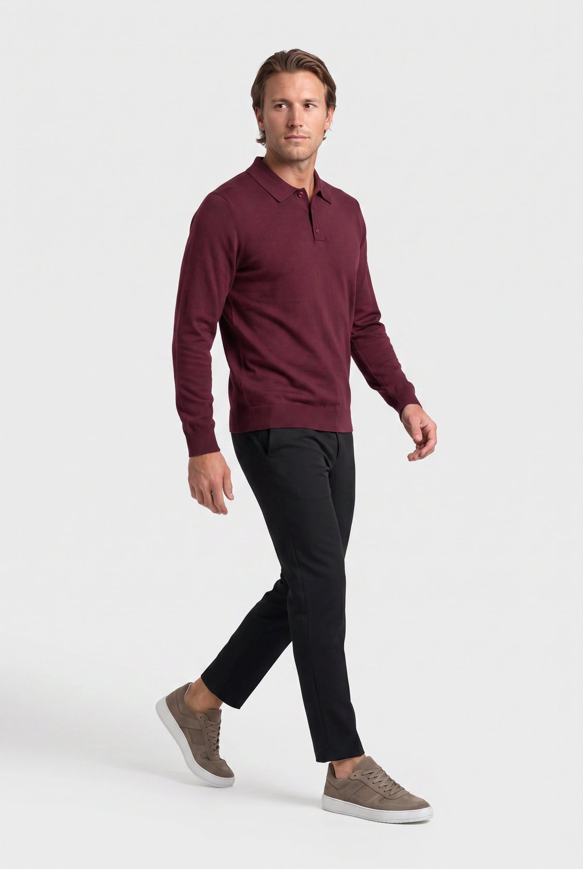 Long Sleeve Polo Ralf Bordeaux