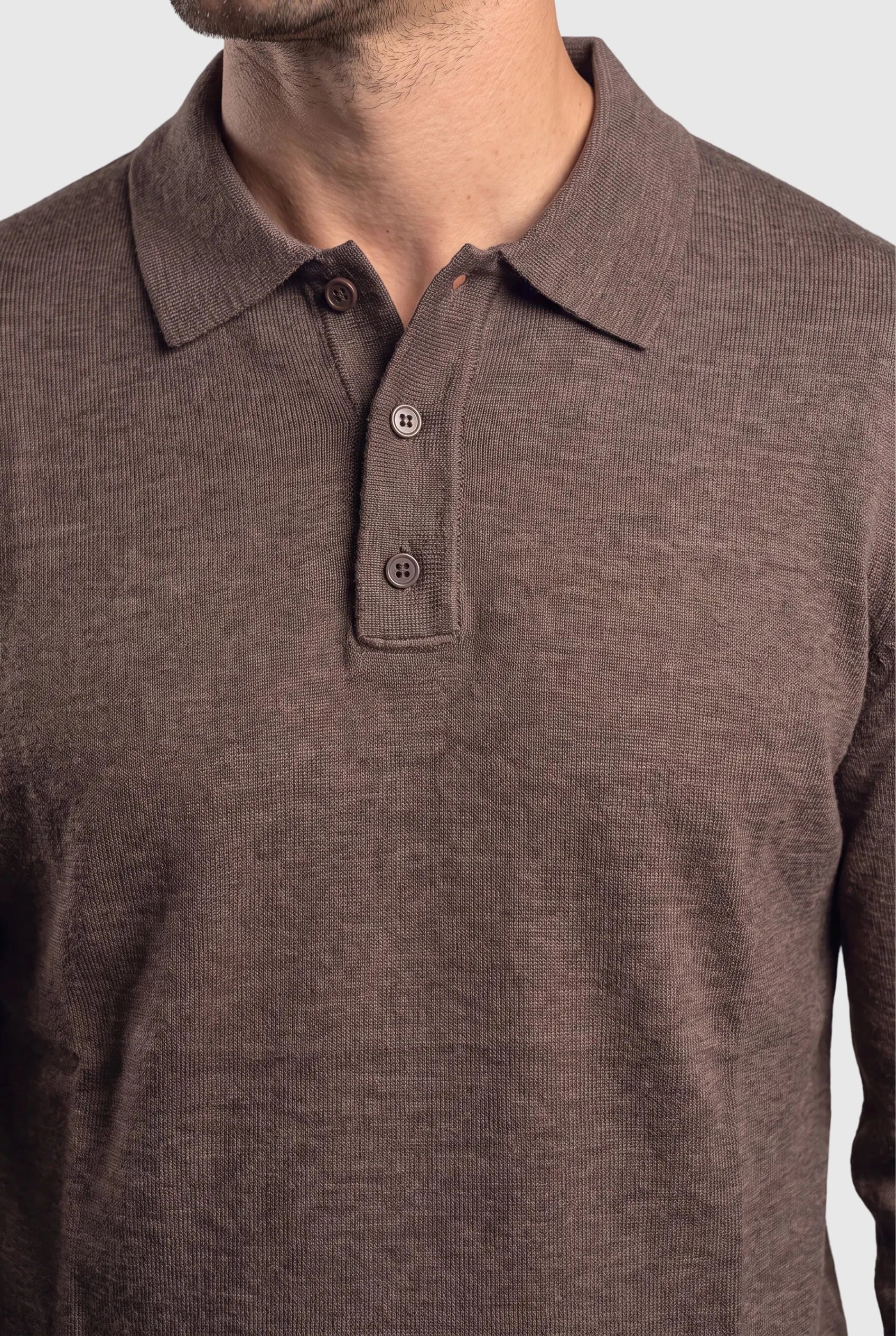 Long Sleeve Polo Ralf Dark Brown