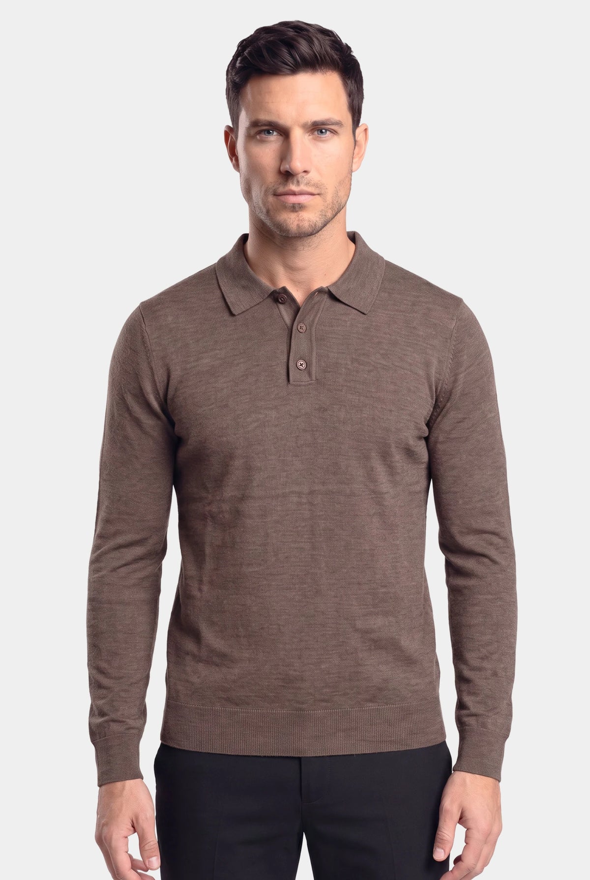 Long Sleeve Polo Ralf Dark Brown