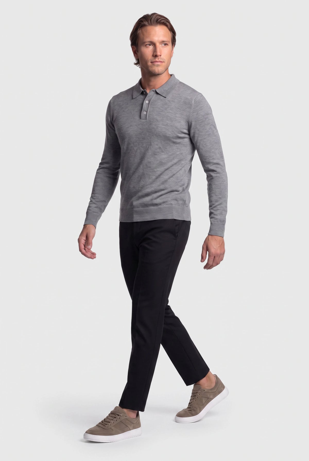 Long Sleeve Polo Ralf Grey