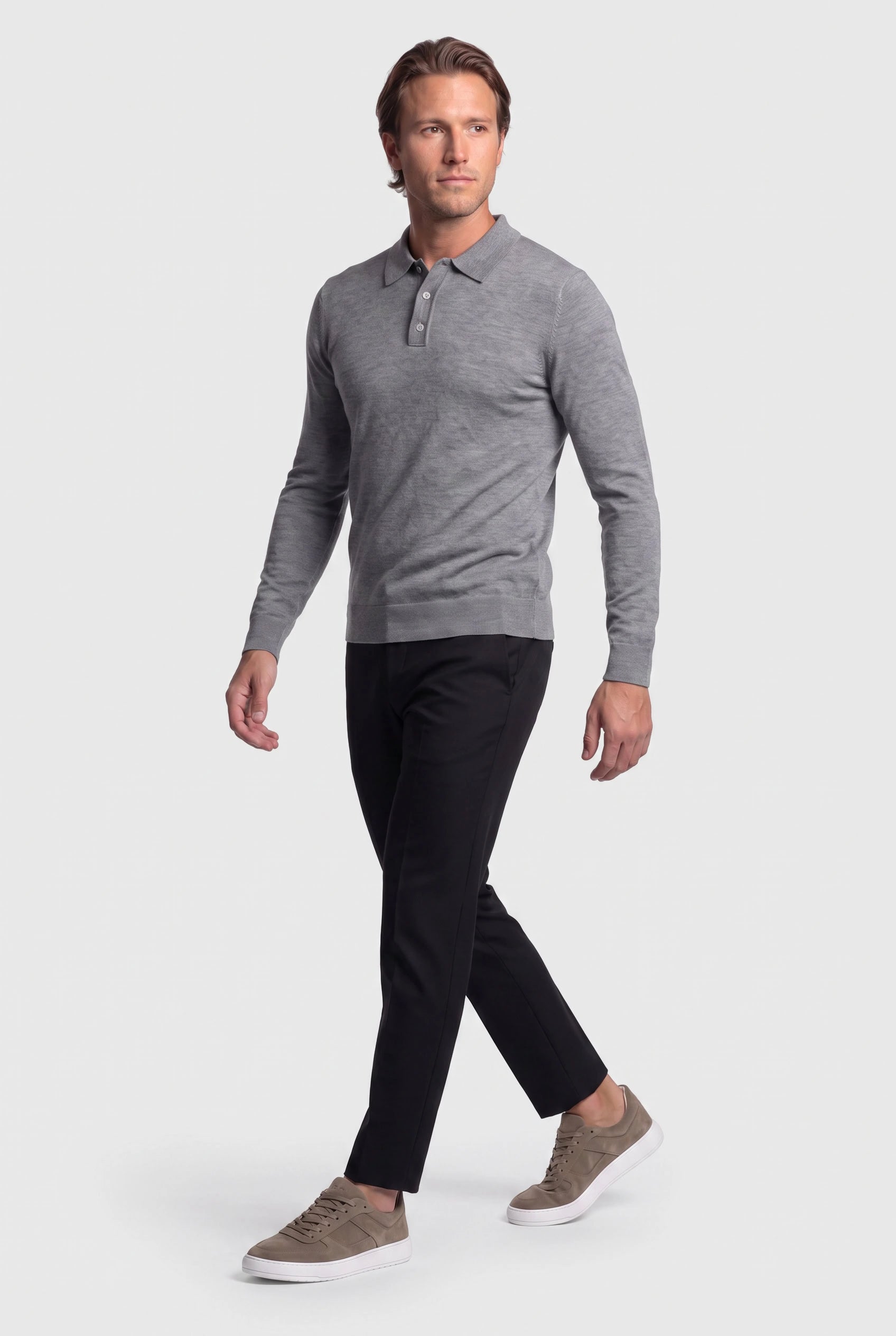 Long Sleeve Polo Ralf Grey