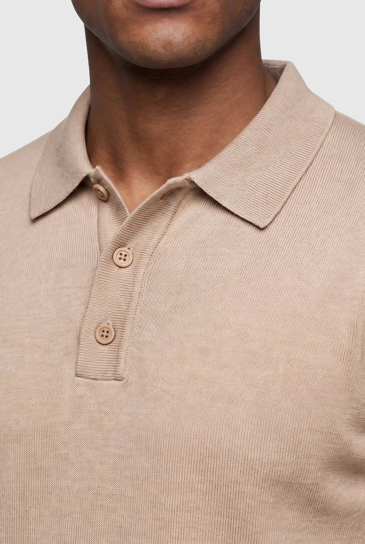 Long sleeve polo Ralf Beige