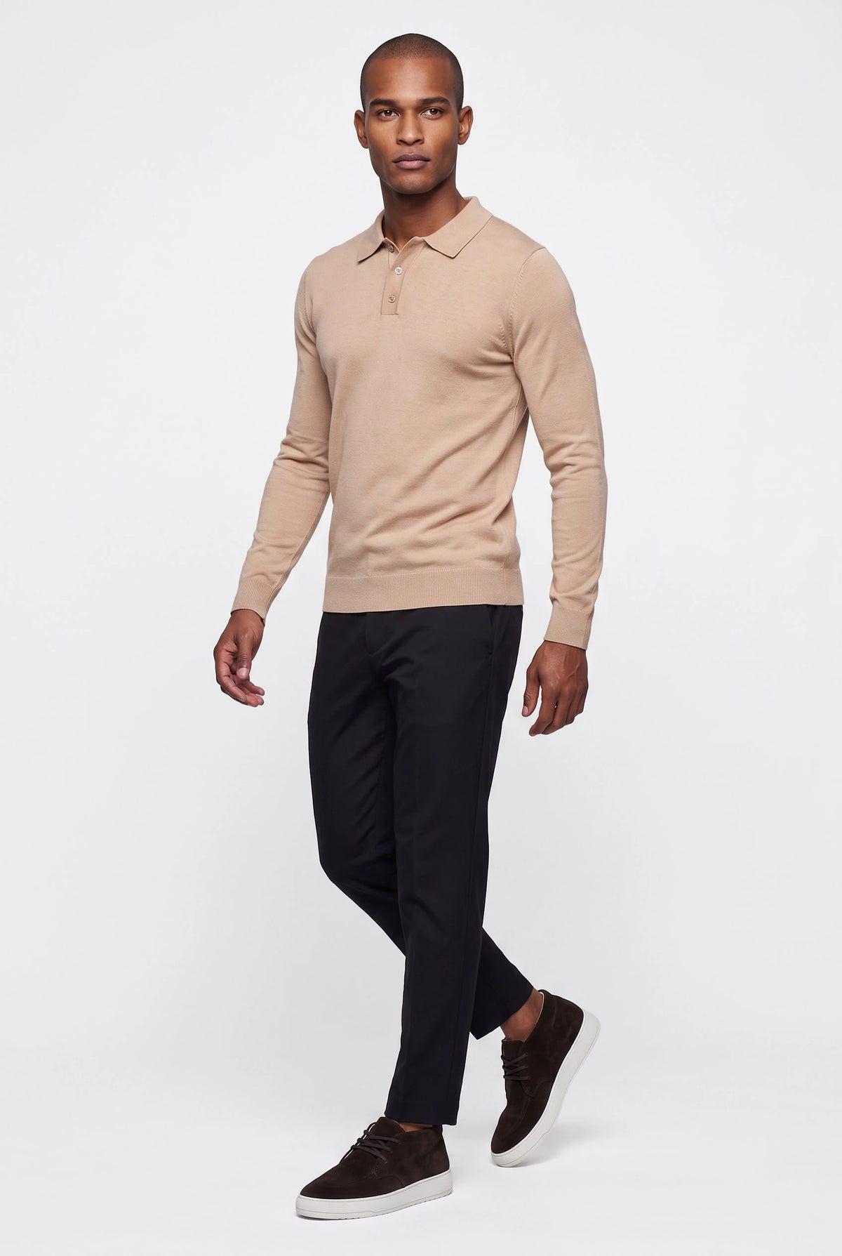 Long sleeve polo Ralf Beige