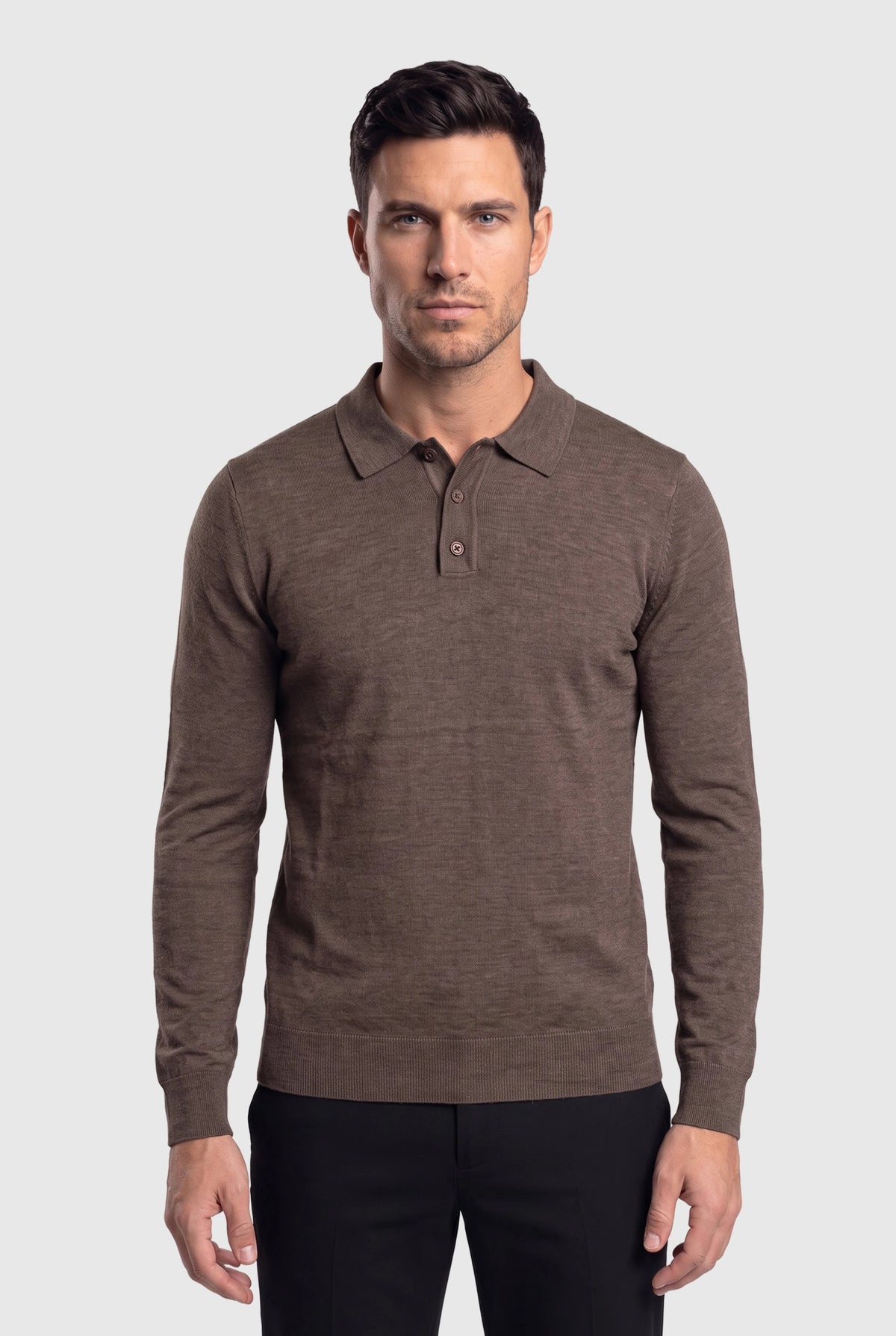 Long Sleeve Polo Ralf Dark Brown