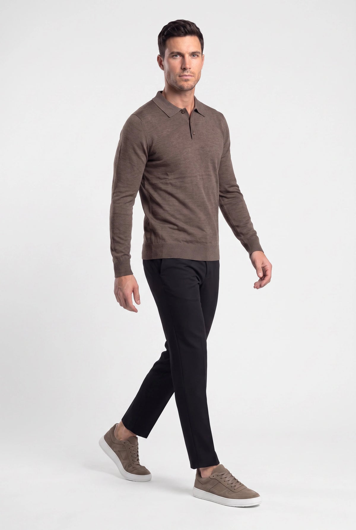 Long Sleeve Polo Ralf Dark Brown