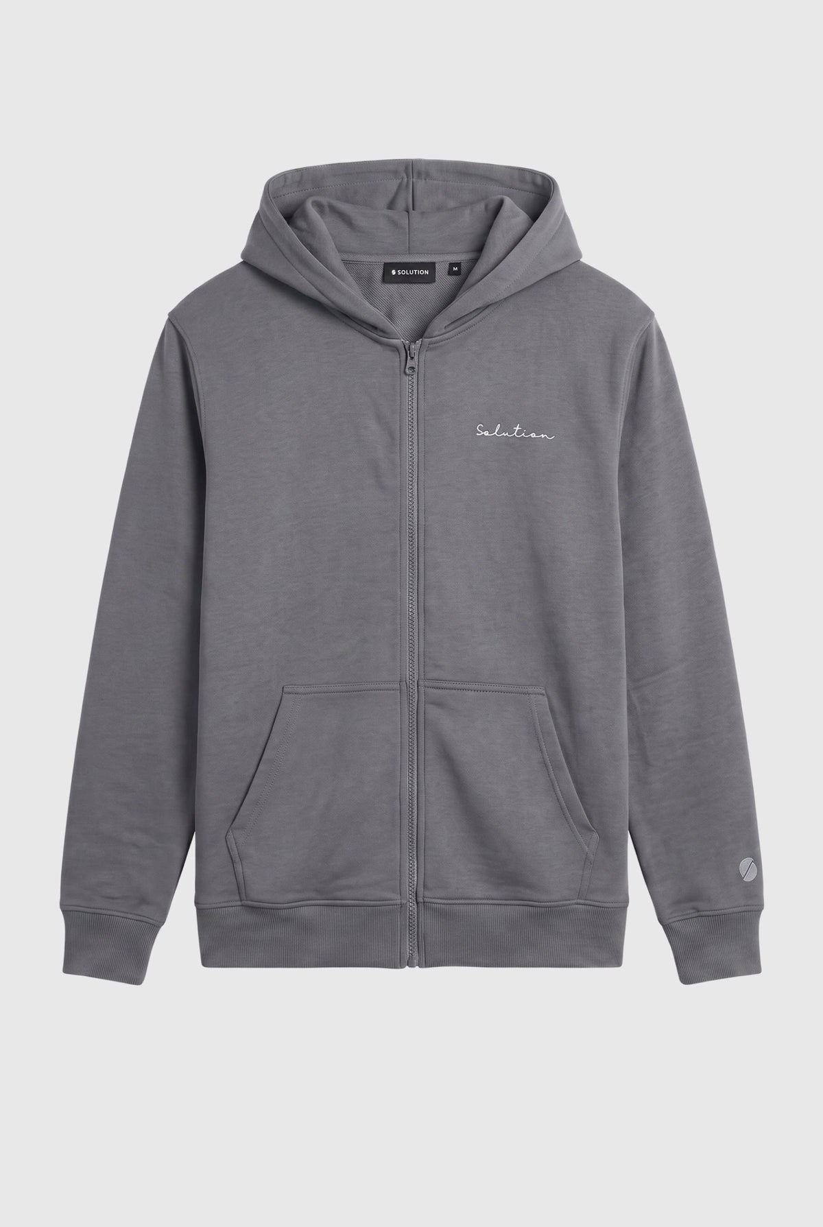 Essential Rubber Print Zipper Hoodie Iron Gate