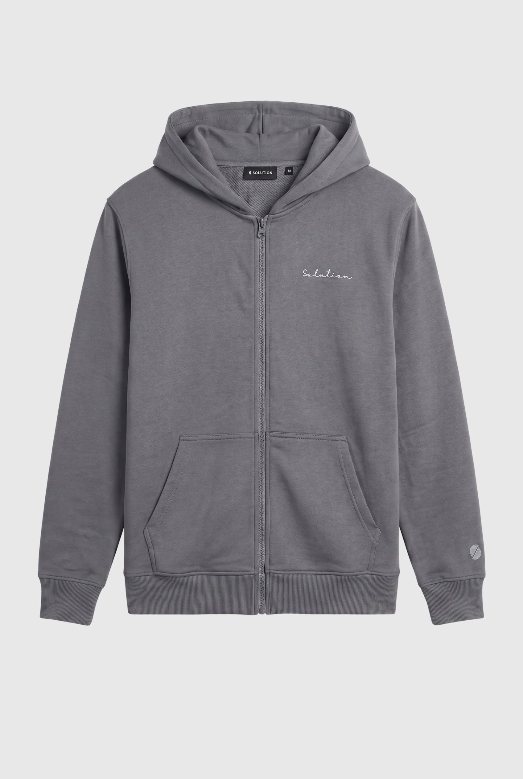 Essential Rubber Print Zipper Hoodie Iron Gate