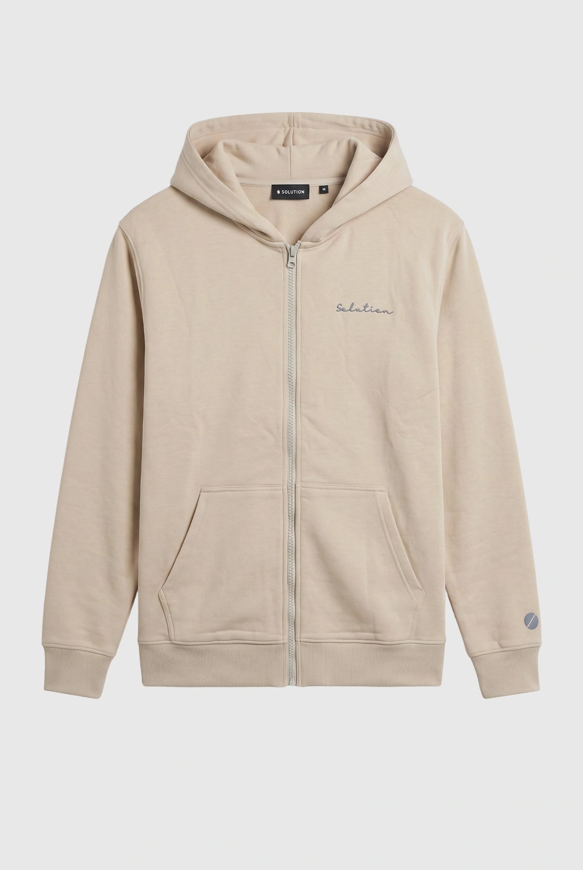 Essential Rubber Print Zipper Hoodie Beige