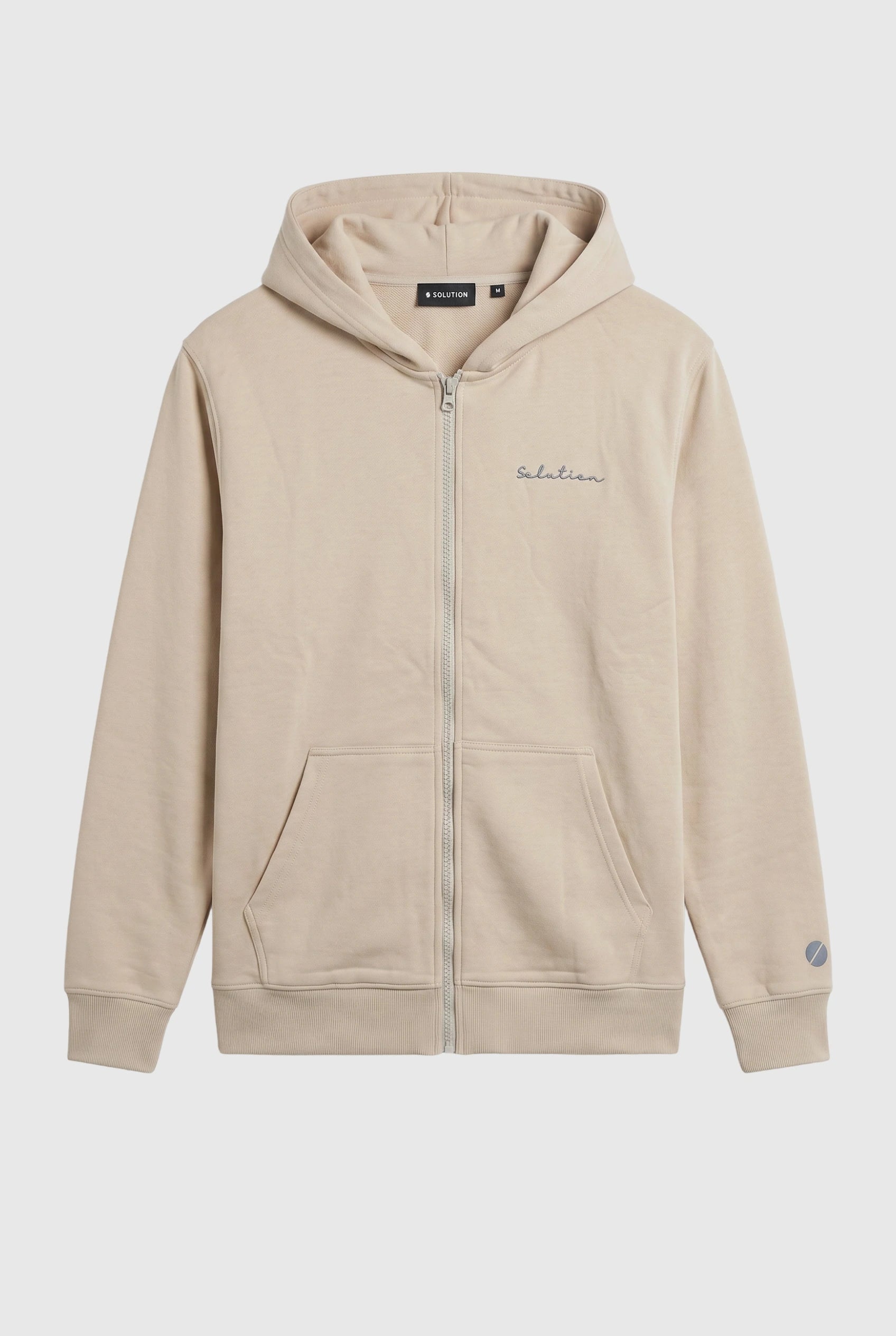 Essential Rubber Print Zipper Hoodie Beige