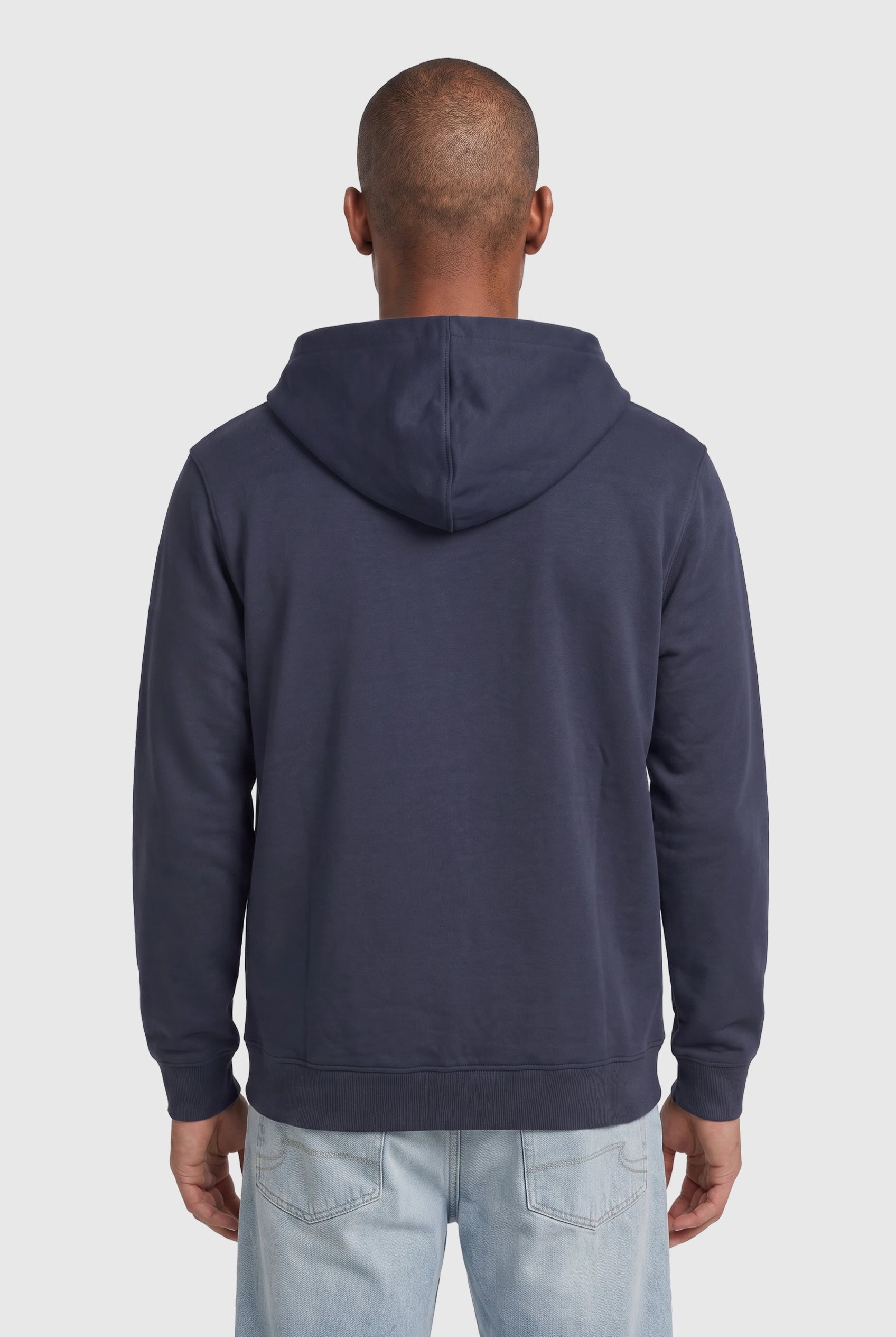 Essential Rubber Print Zipper Hoodie Navy