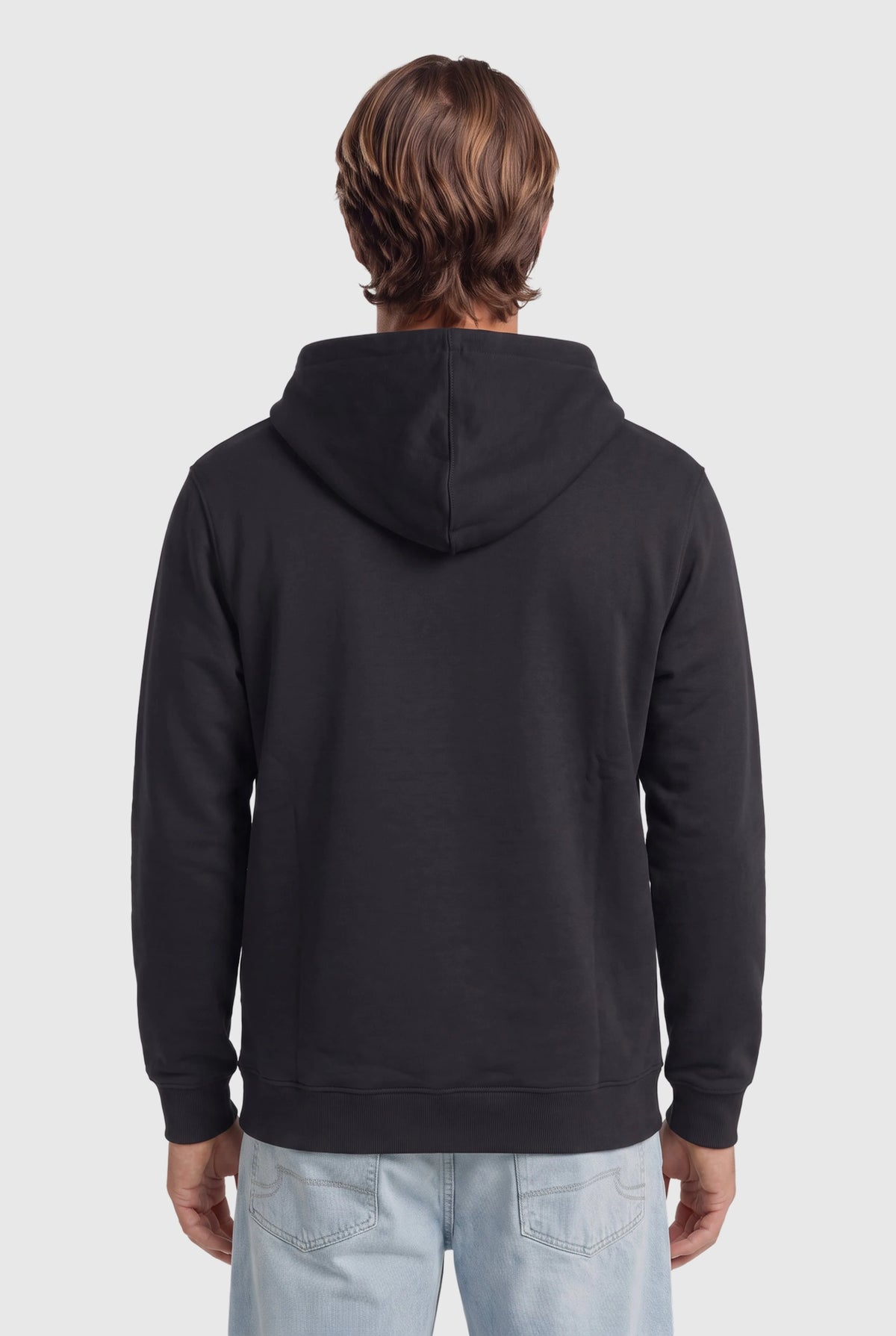 Essential Rubber Print Zipper Hoodie Black