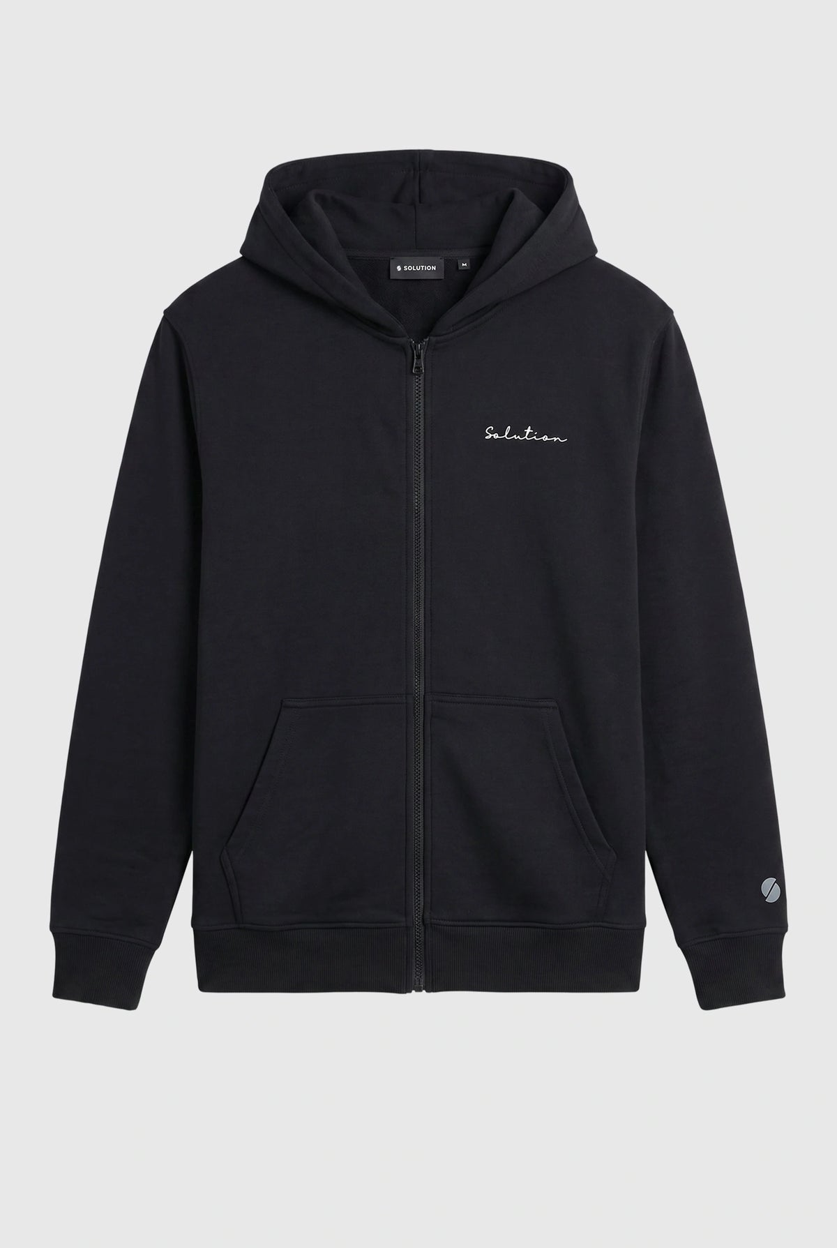Essential Rubber Print Zipper Hoodie Black