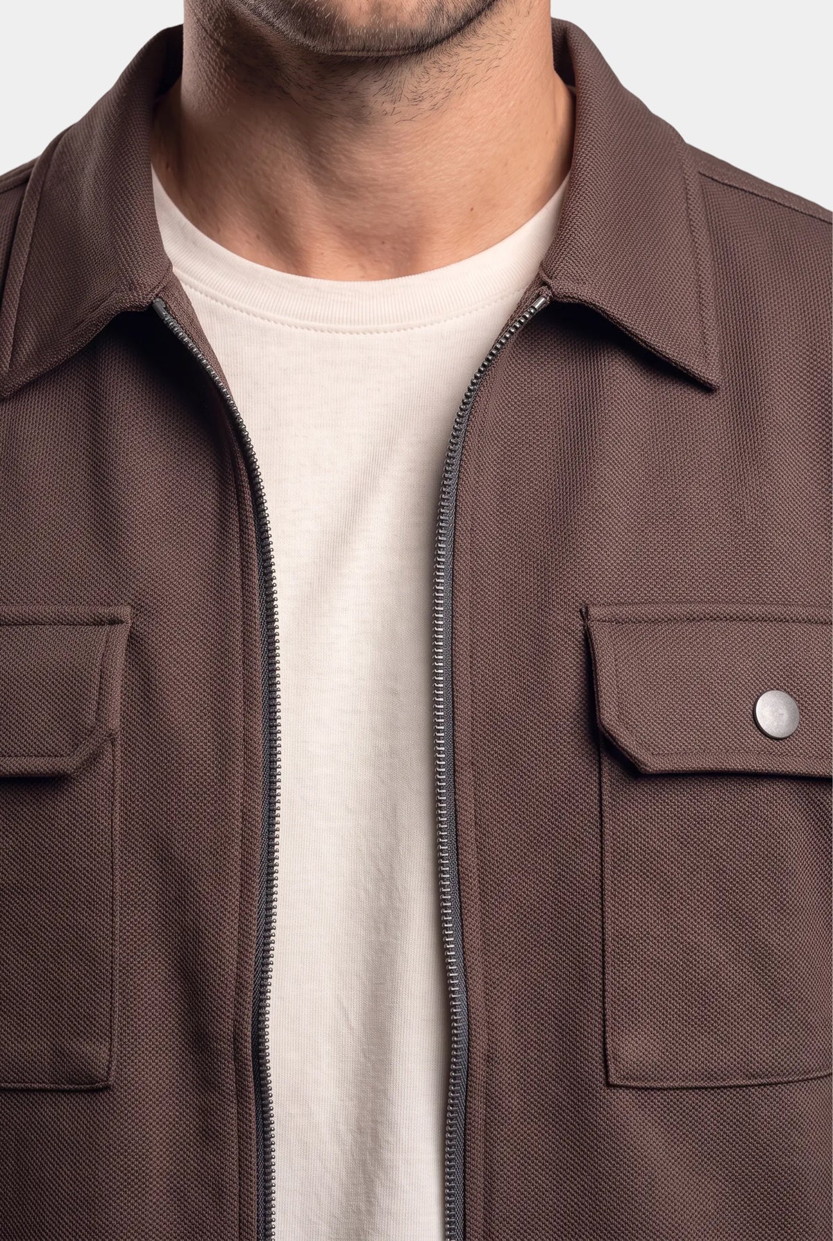 Shift Zipper Overshirt Dark Brown